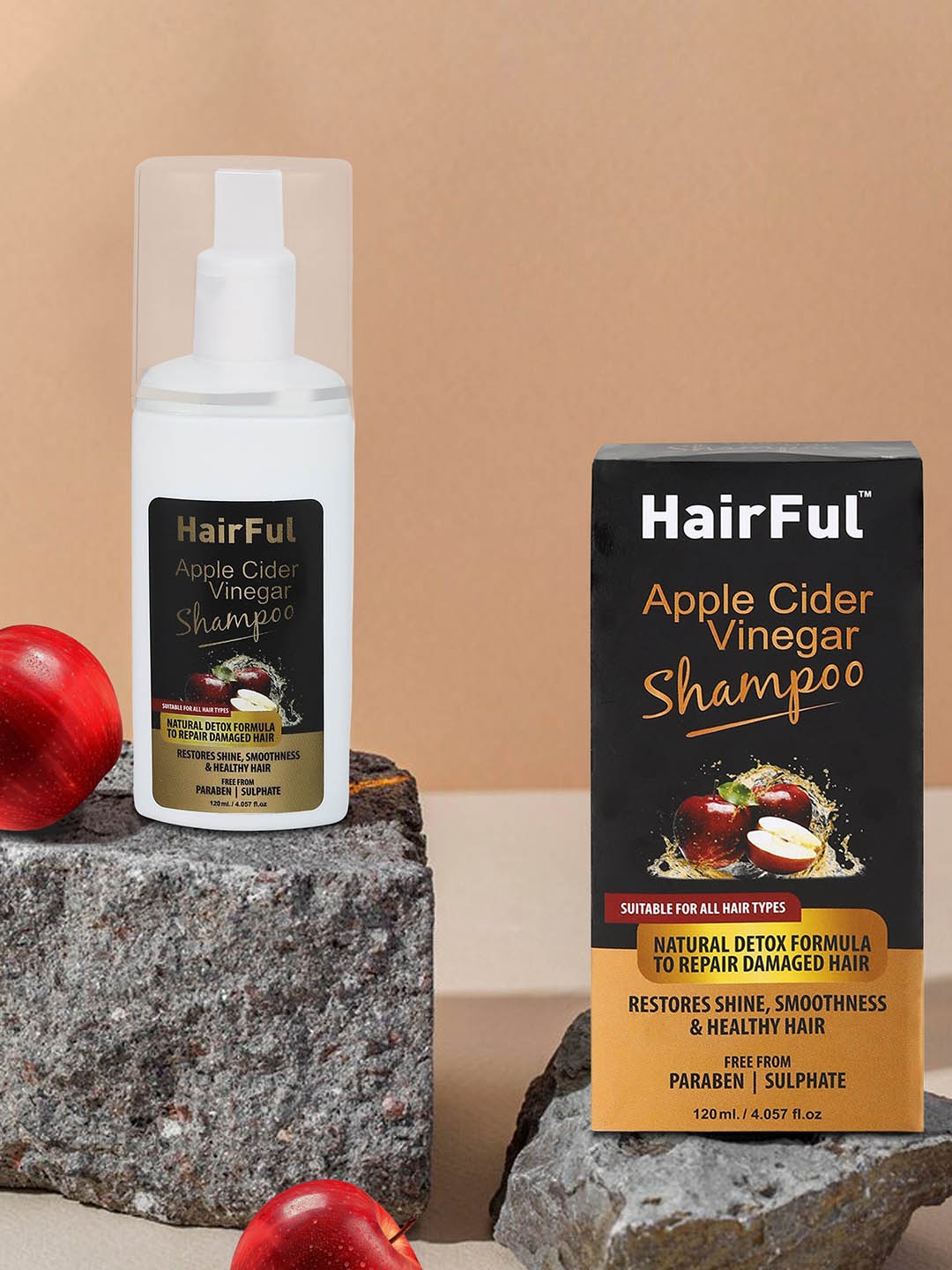 

HairFul Set Of 2 Apple Cider Vinegar Shampoo For Dandruff- 120 ml Each, Black