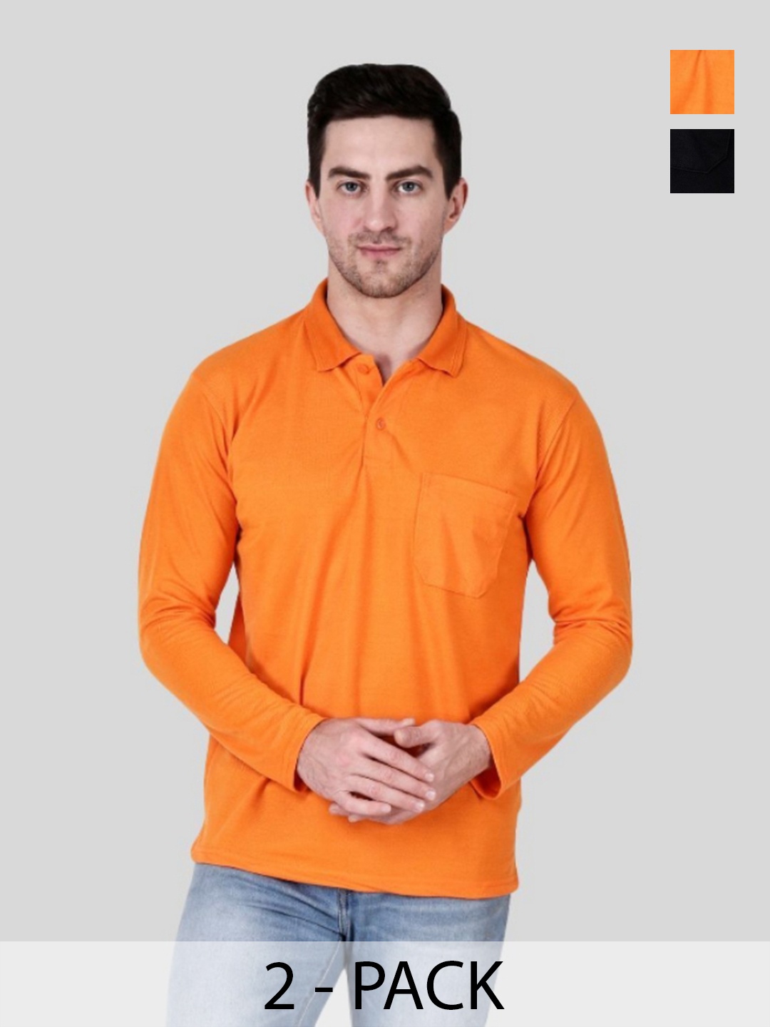 

SAIKSA FASHION Men 2 Polo Collar Pockets T-shirt, Multi