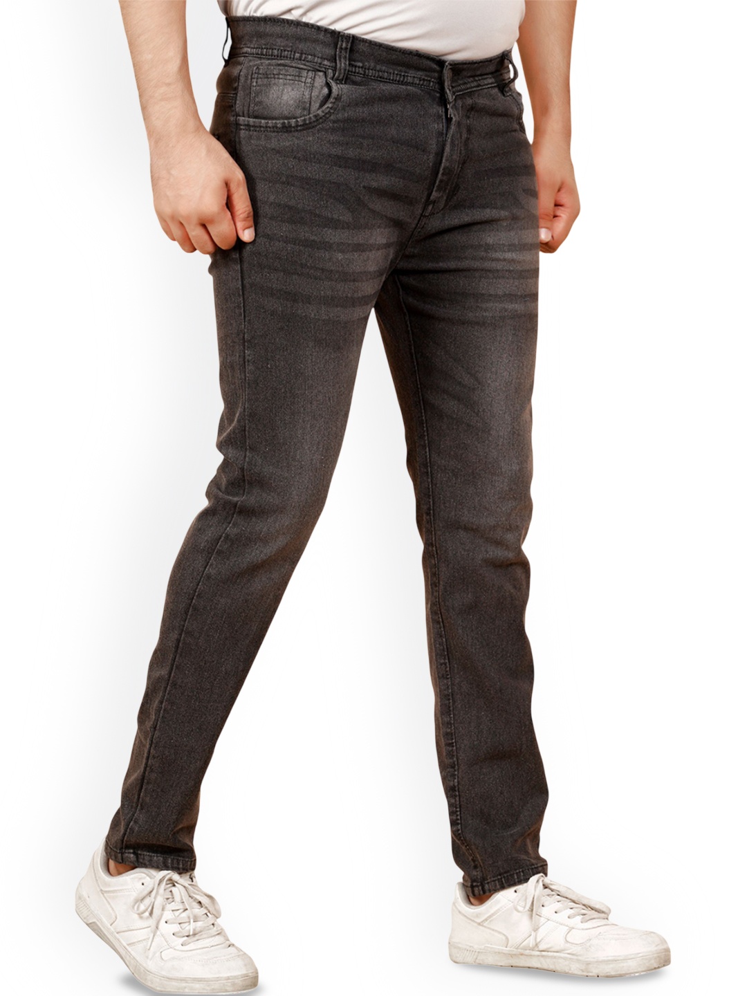 

COMFITS Men Classic Mildly Distressed Heavy Fade Stretchable Jeans, Grey