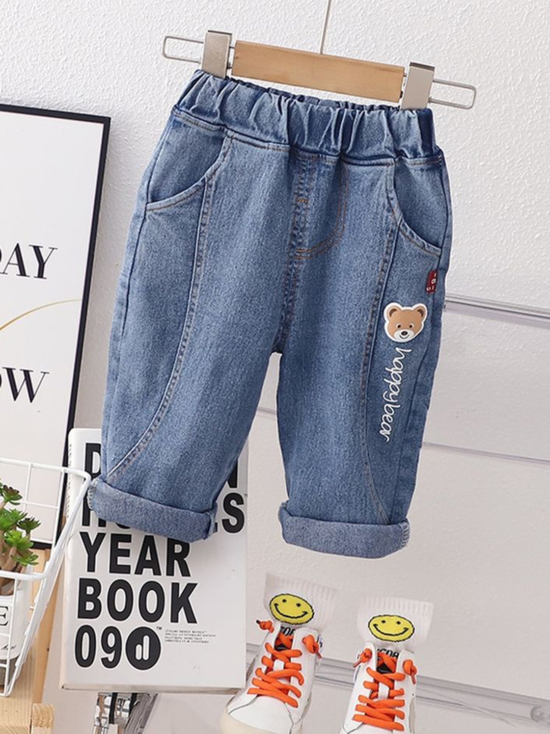 

LULU & SKY Boys Tapered Fit High-Rise Heavy Fade Jeans, Blue