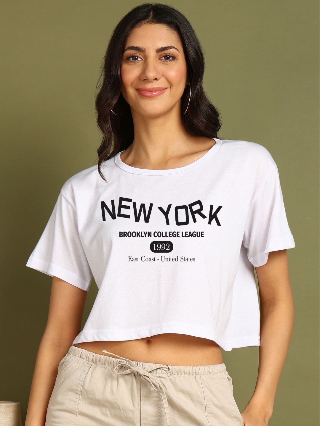 

Moda Rapido Women Printed Drop-Shoulder Sleeves Bio Finish T-shirt, White