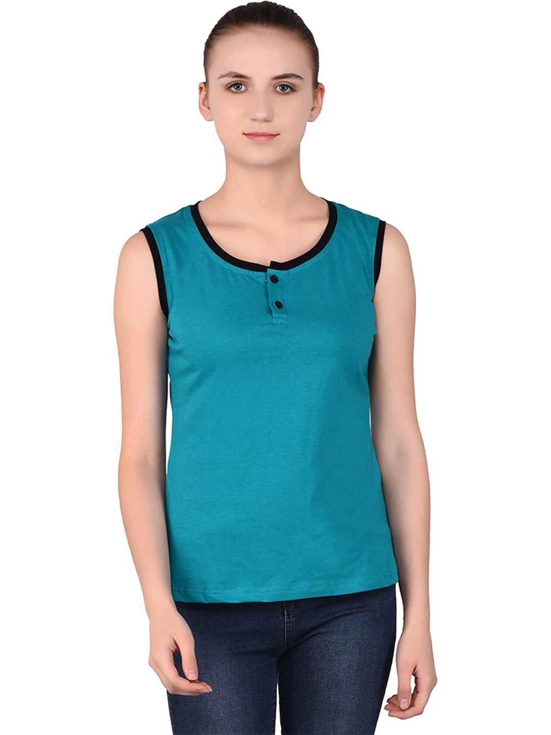 

BEYOU FASHION Women Henley Neck Pockets Slim Fit T-shirt, Green
