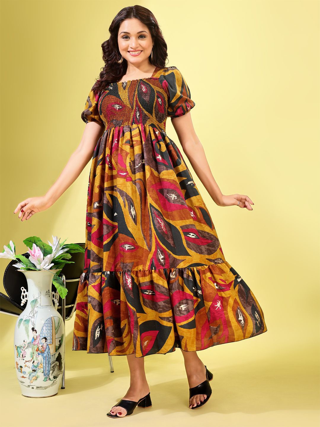 

Moda Rapido Peter Pan Collar Fit & Flare Dress, Yellow