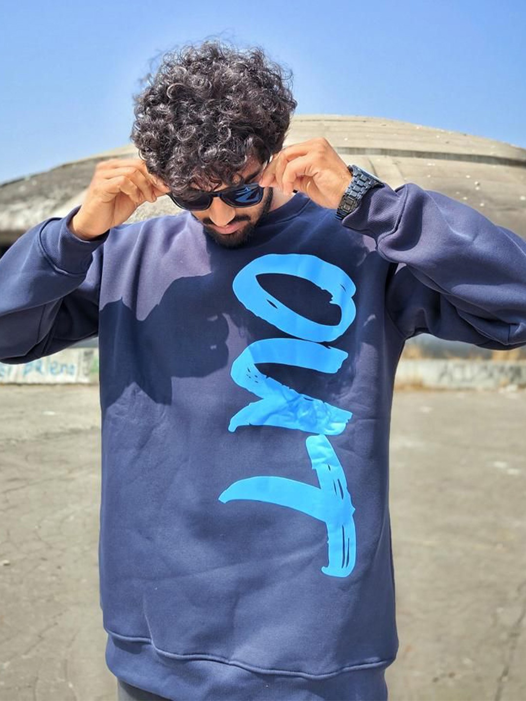 

OUTDRIP Men Printed Sweatshirt, Blue