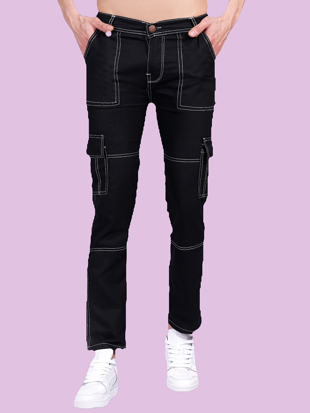 

COMFITS Men Classic Slash Knee Stretchable Jeans, Black