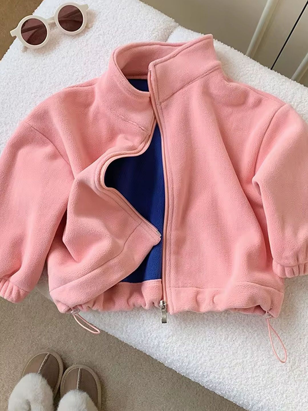 

Xsole Unisex Kids Colourblocked Polyester Crop Tailored Jacket, Pink
