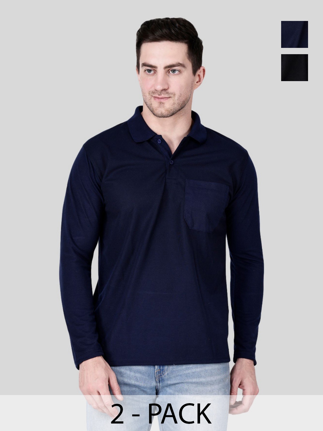 

SAIKSA FASHION Men 2 Polo Collar Pockets T-shirt, Multi