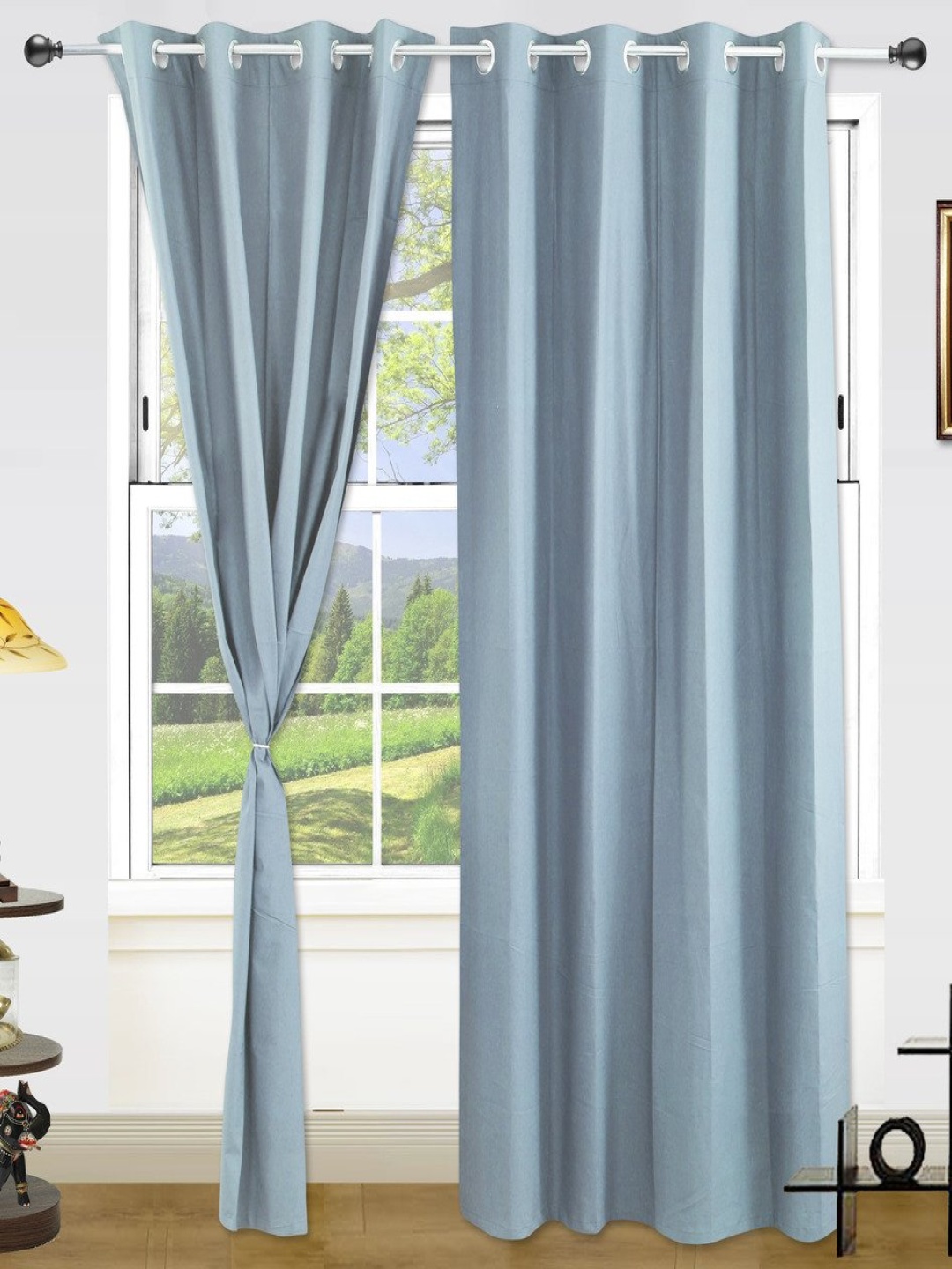 

Dekor World Blue Set of 2 Door Curtain