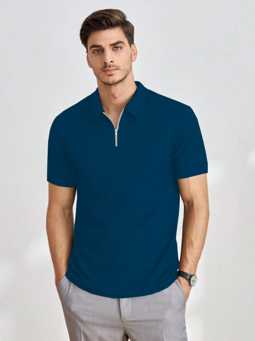 

madfrog Men Polo Collar Pockets T-shirt, Green