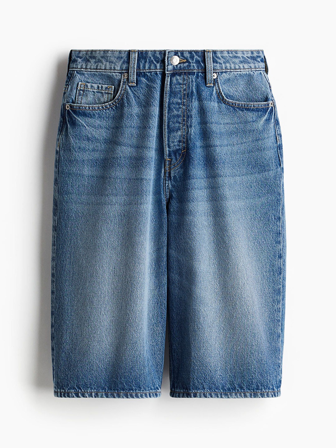 

H&M High Knee Denim Shorts, Blue