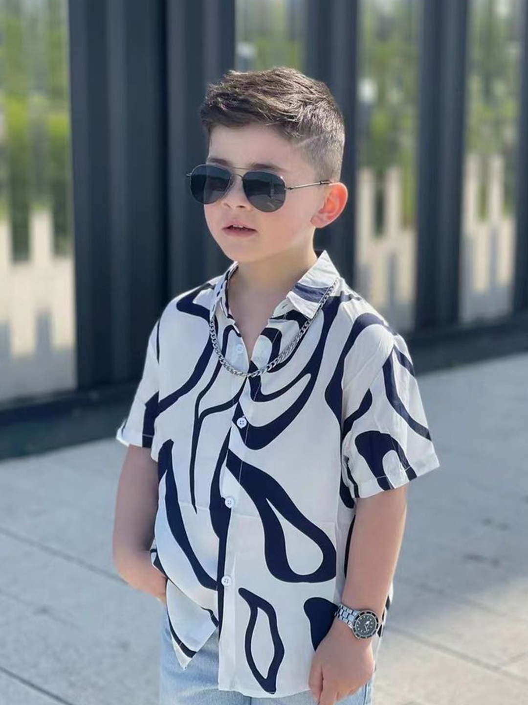 

LULU & SKY Boys Opaque Striped Casual Shirt, Multi