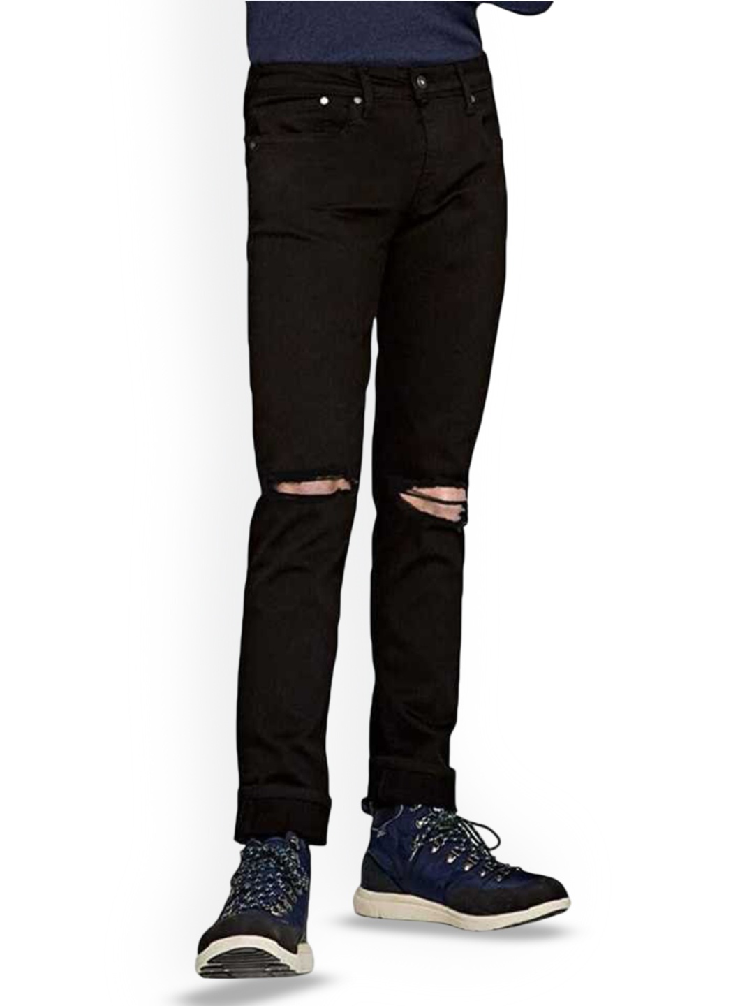 

COMFITS Men Classic Slash Knee Jeans, Black