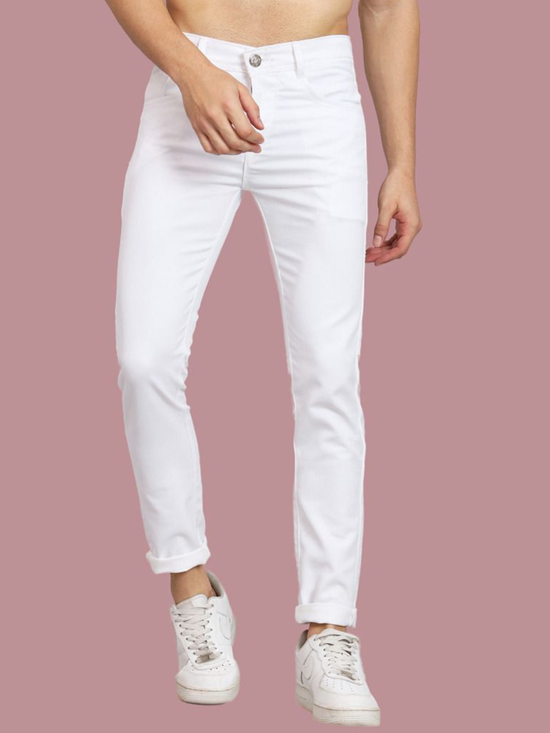 

COMFITS Men Classic Slash Knee Stretchable Jeans, White