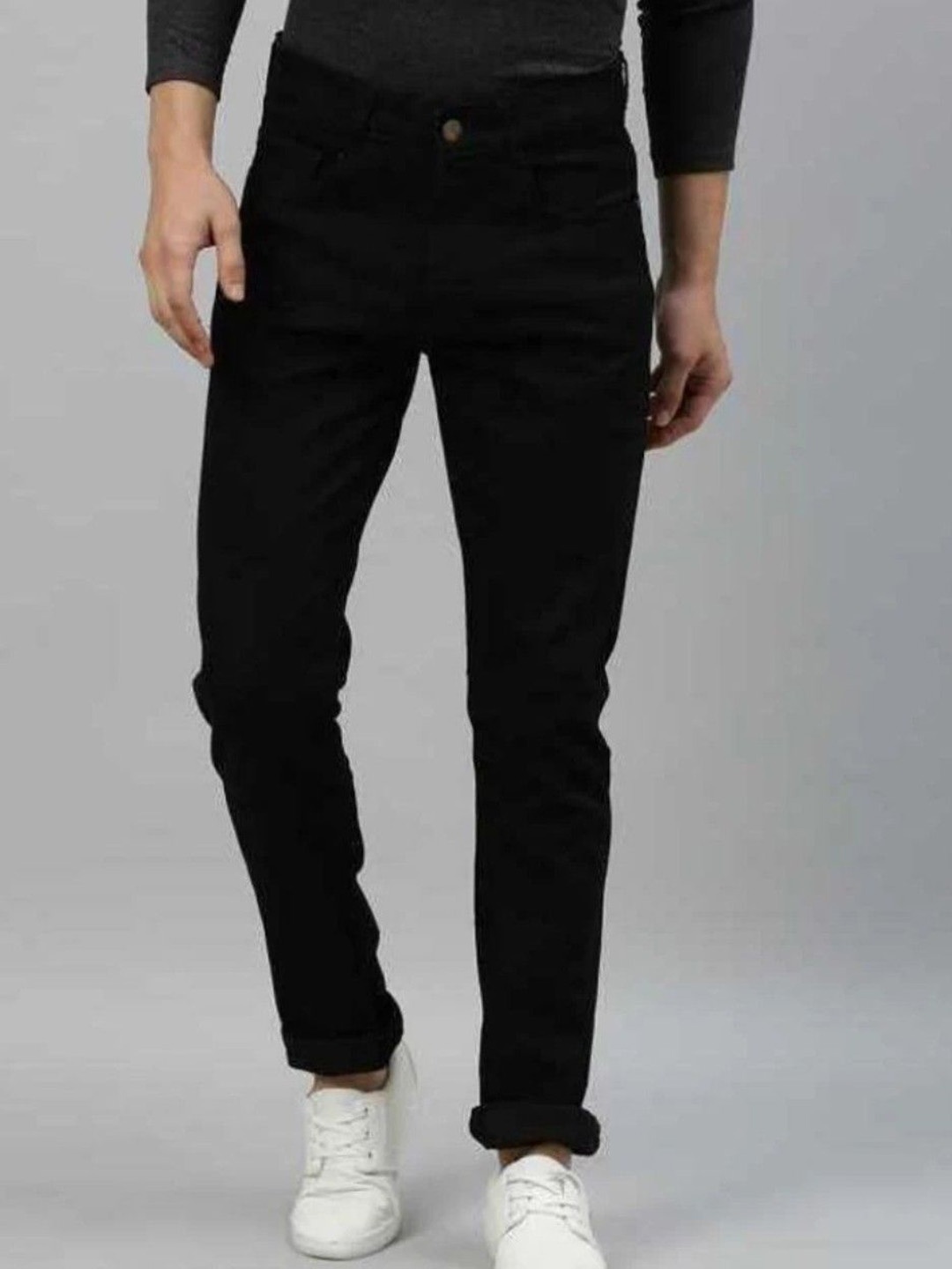 

COMFITS Men Classic Low Distress Stretchable Jeans, Black