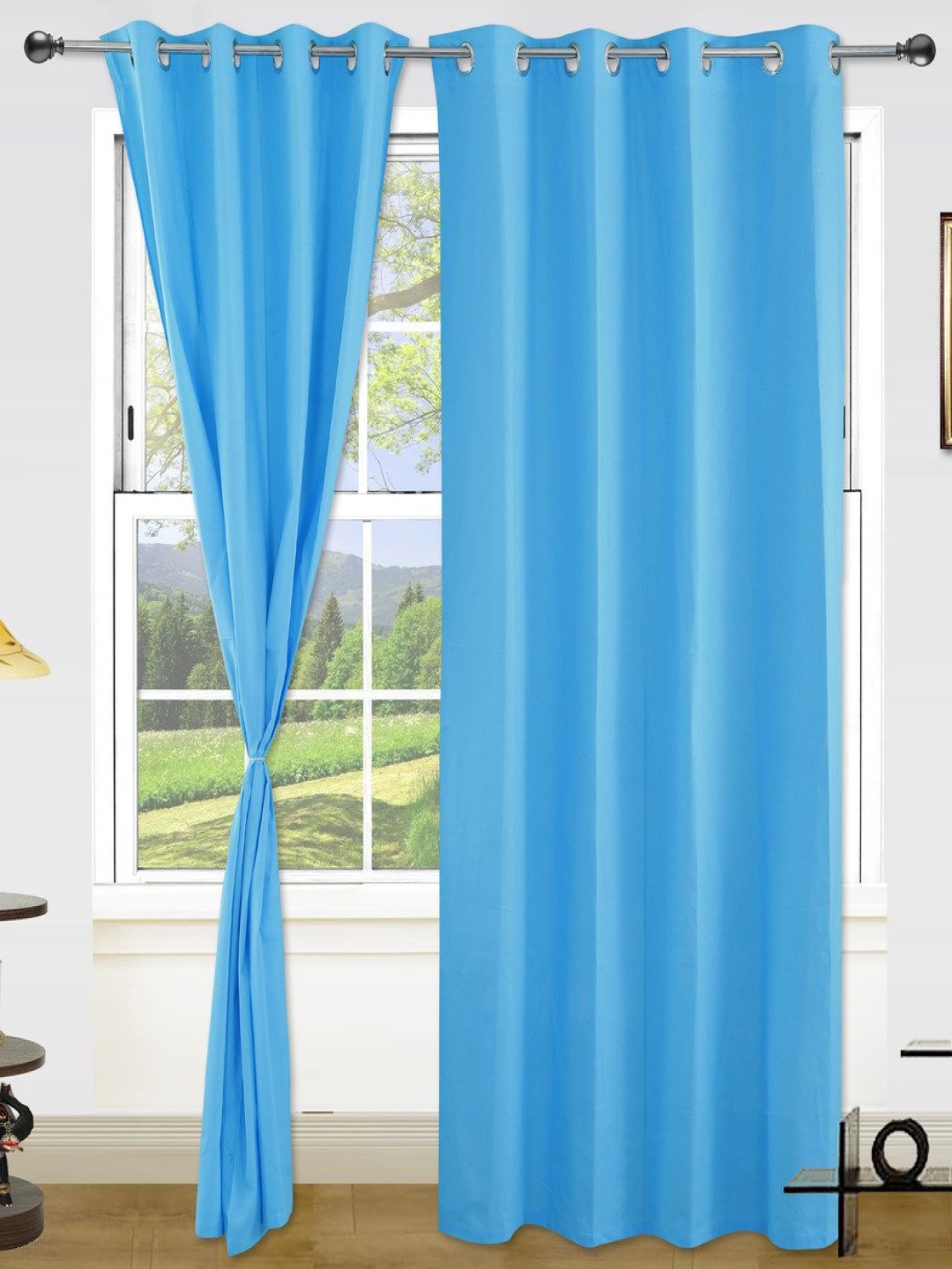 

Dekor World Blue Set of 2 Window Curtain