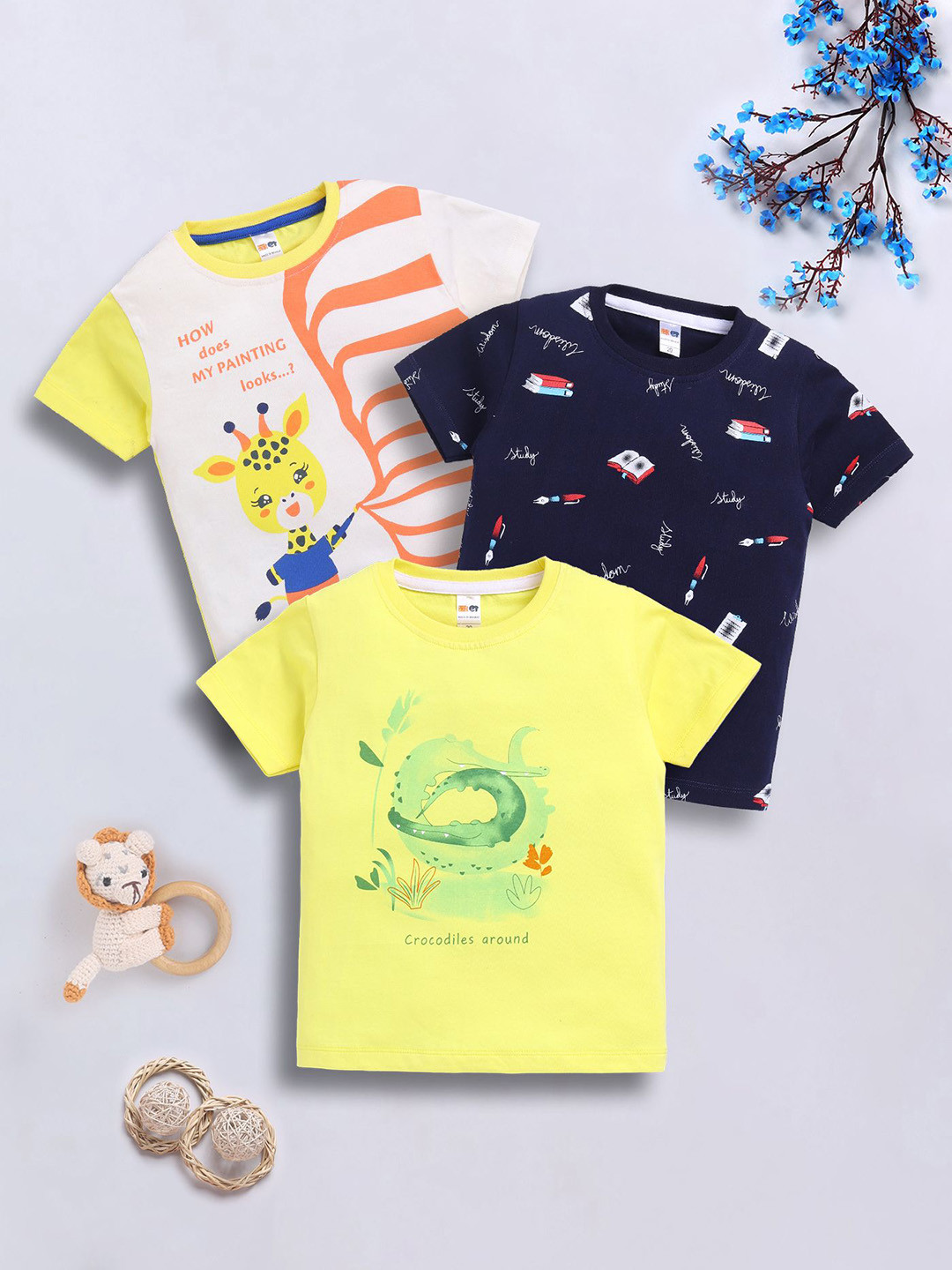 

LITTLE NINJA Boys 3 Printed Applique T-shirt, Multi