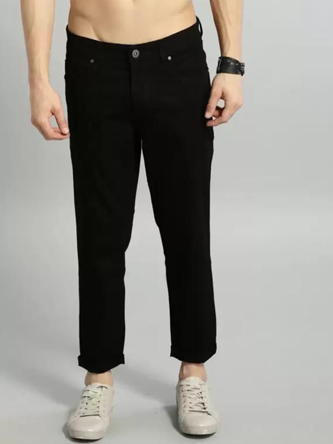 

COMFITS Men Classic Slash Knee Stretchable Jeans, Black
