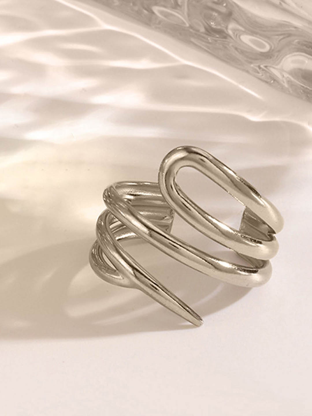 

LULU & SKY Spiral Adjustable Finger Ring, Silver
