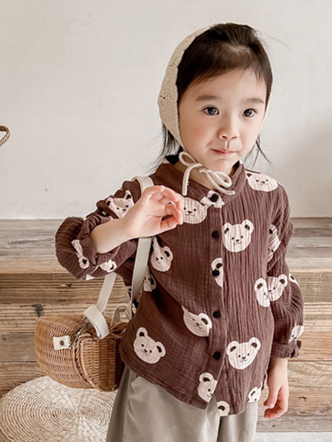 

LULU & SKY Girls Opaque Striped Casual Shirt, Brown