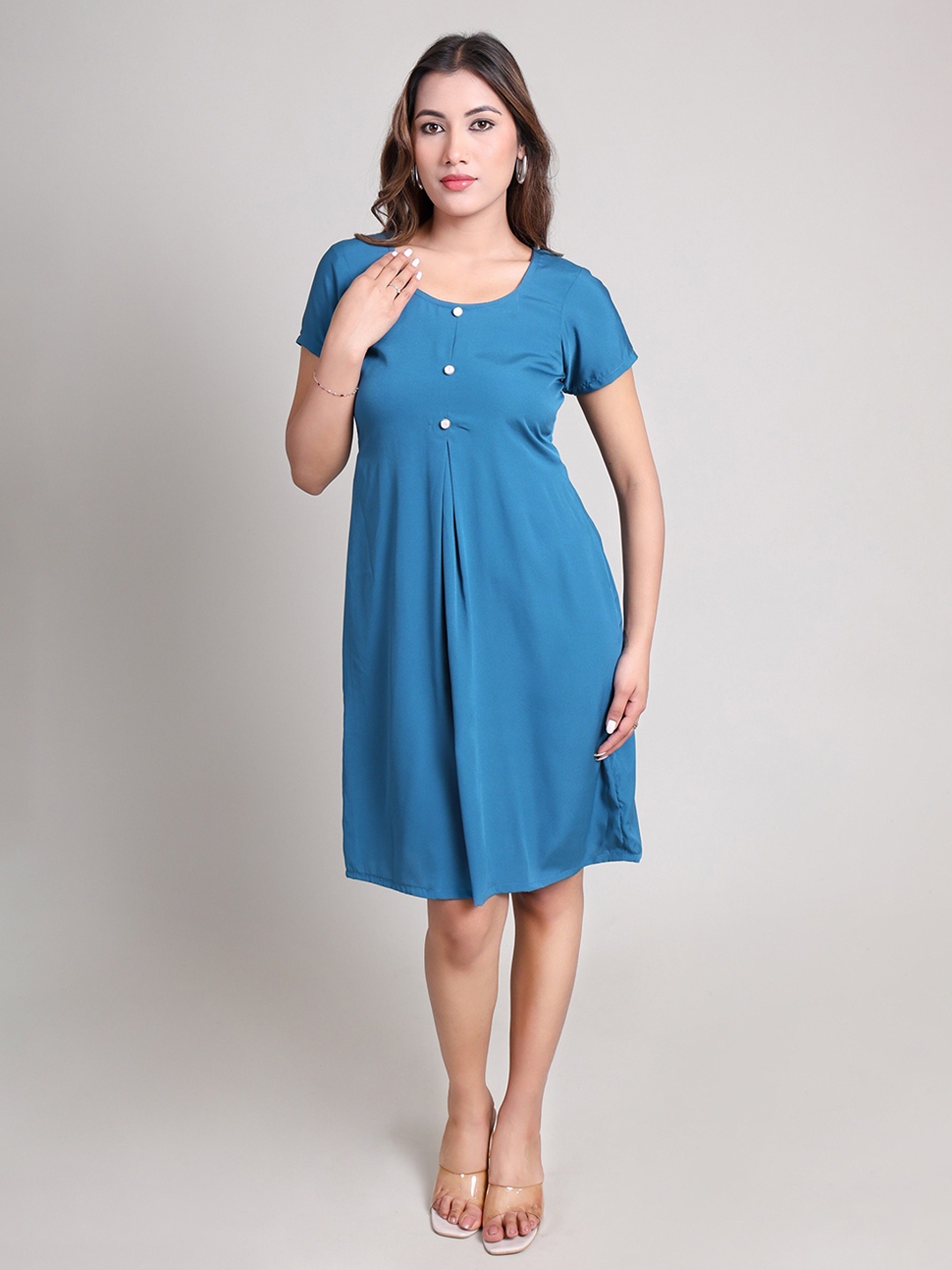 

BAVLA Crepe A-Line Mini Dress, Teal