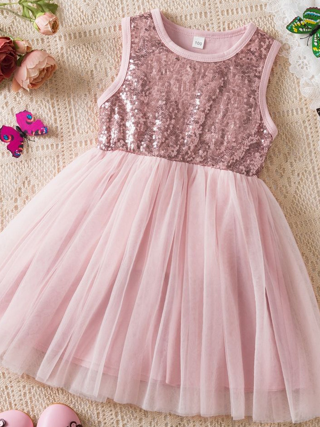 

LULU & SKY Embellished Fit & Flare Dress, Pink