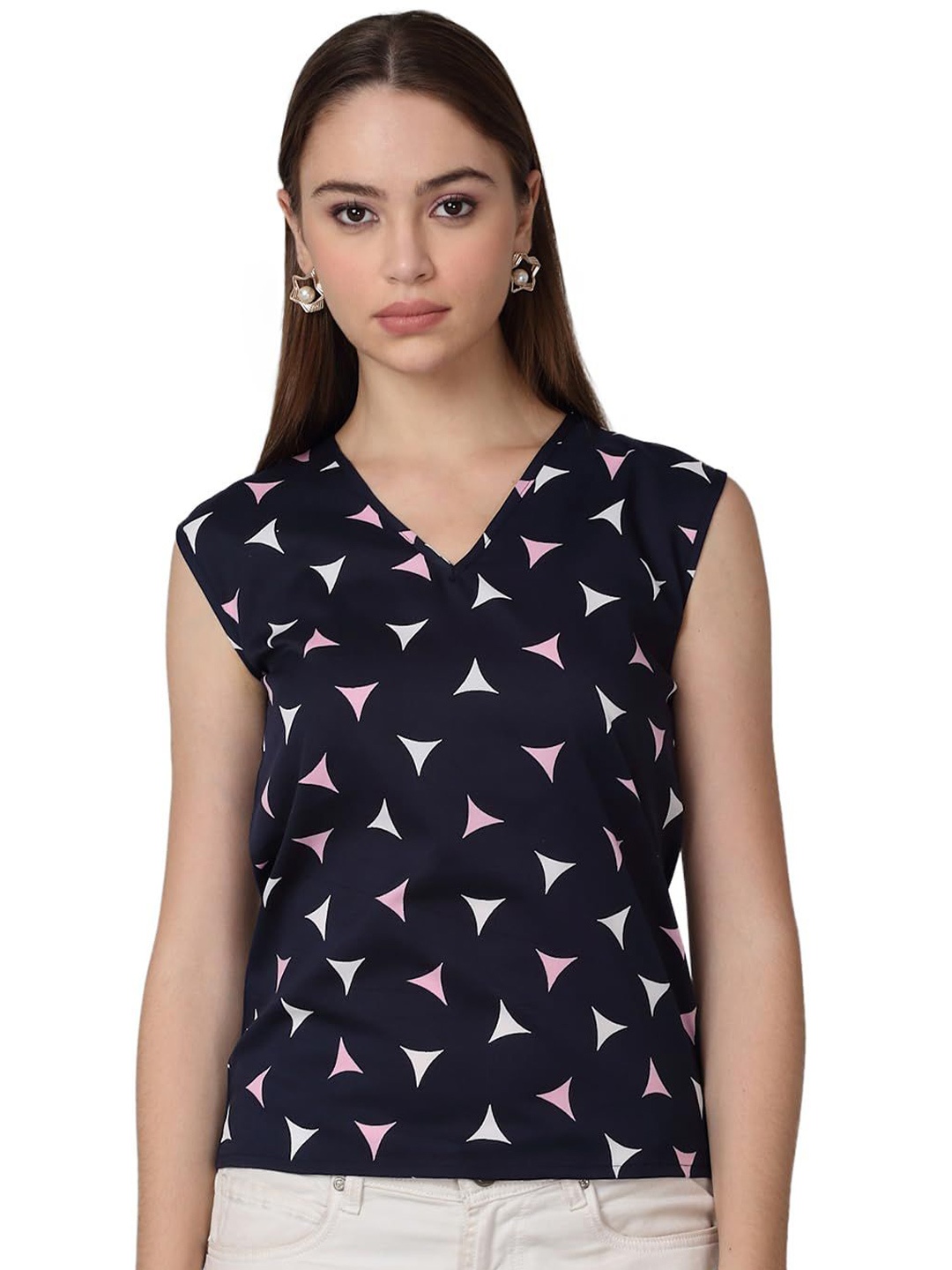 

SZN Print Top, Navy blue