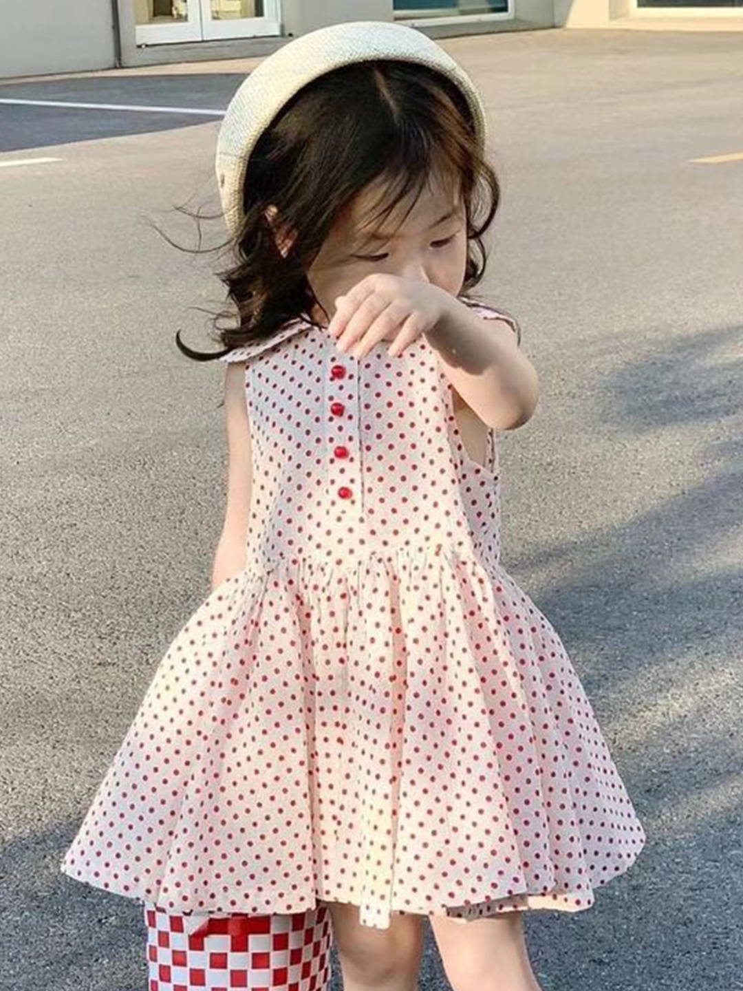 

LULU & SKY Polka Dot Print A-Line Dress, Red