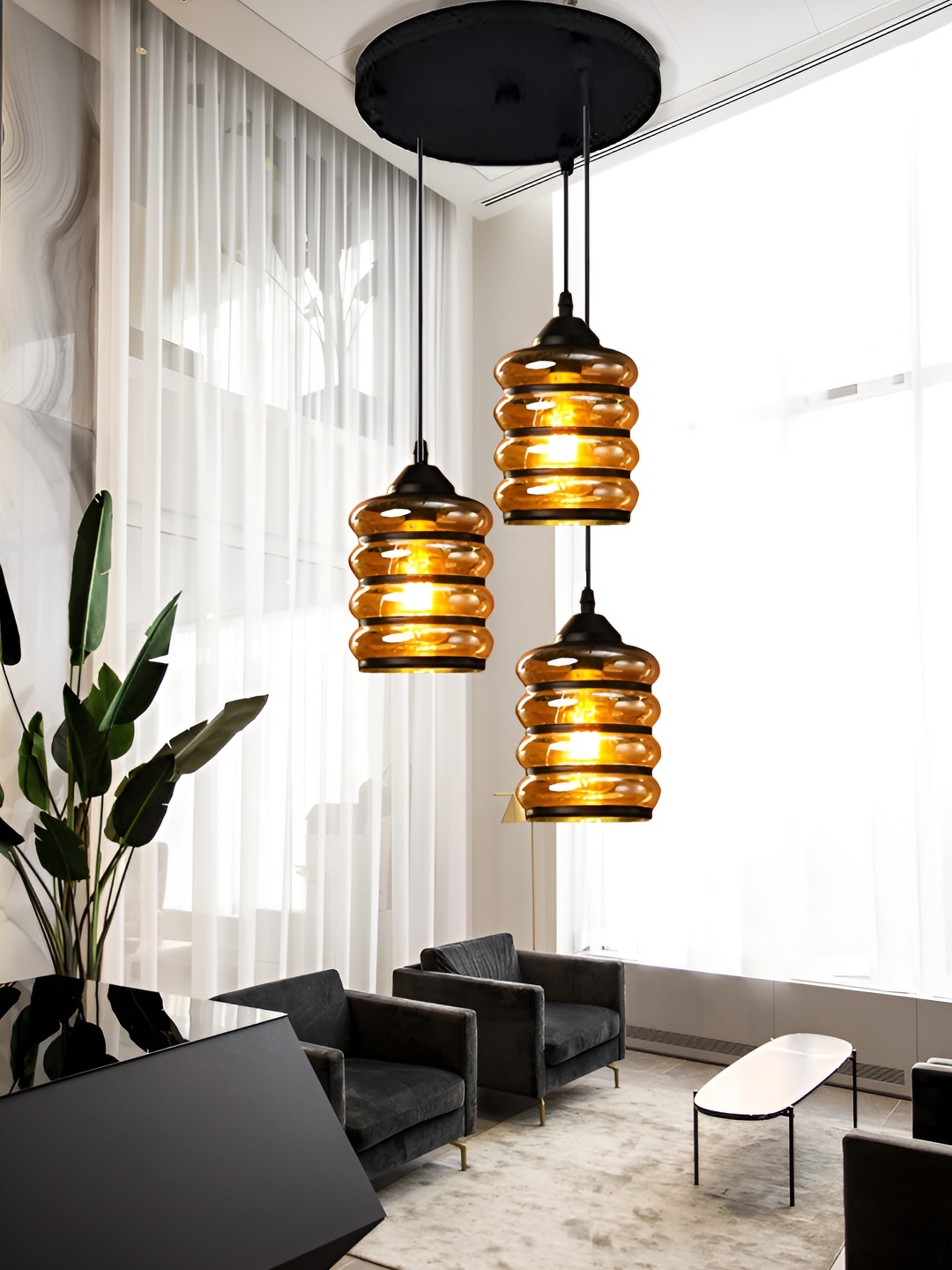 

GAUVIK Black Glass Ceiling Lamp