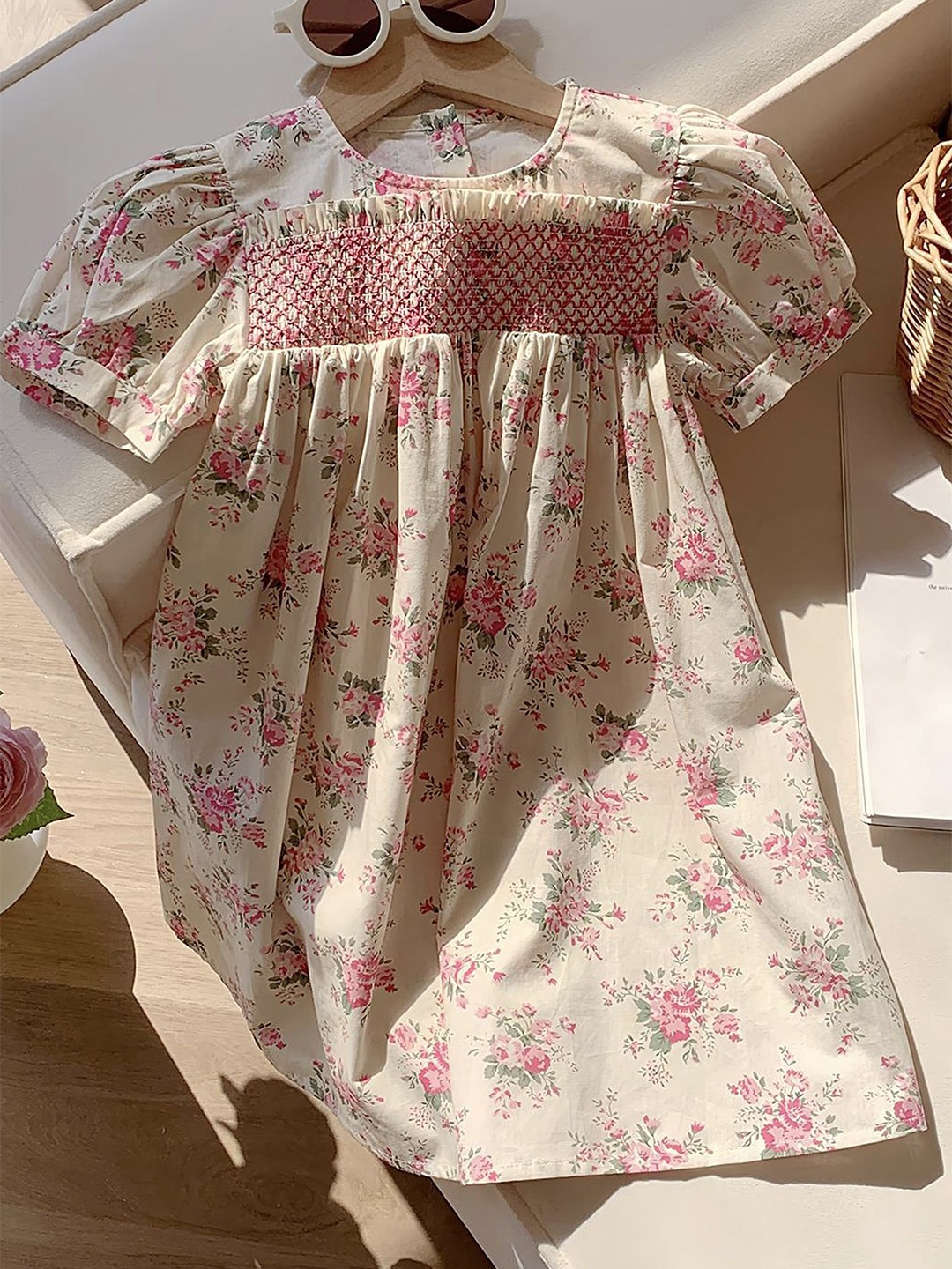 

LULU & SKY Floral Print Puff Sleeve A-Line Dress, Multi