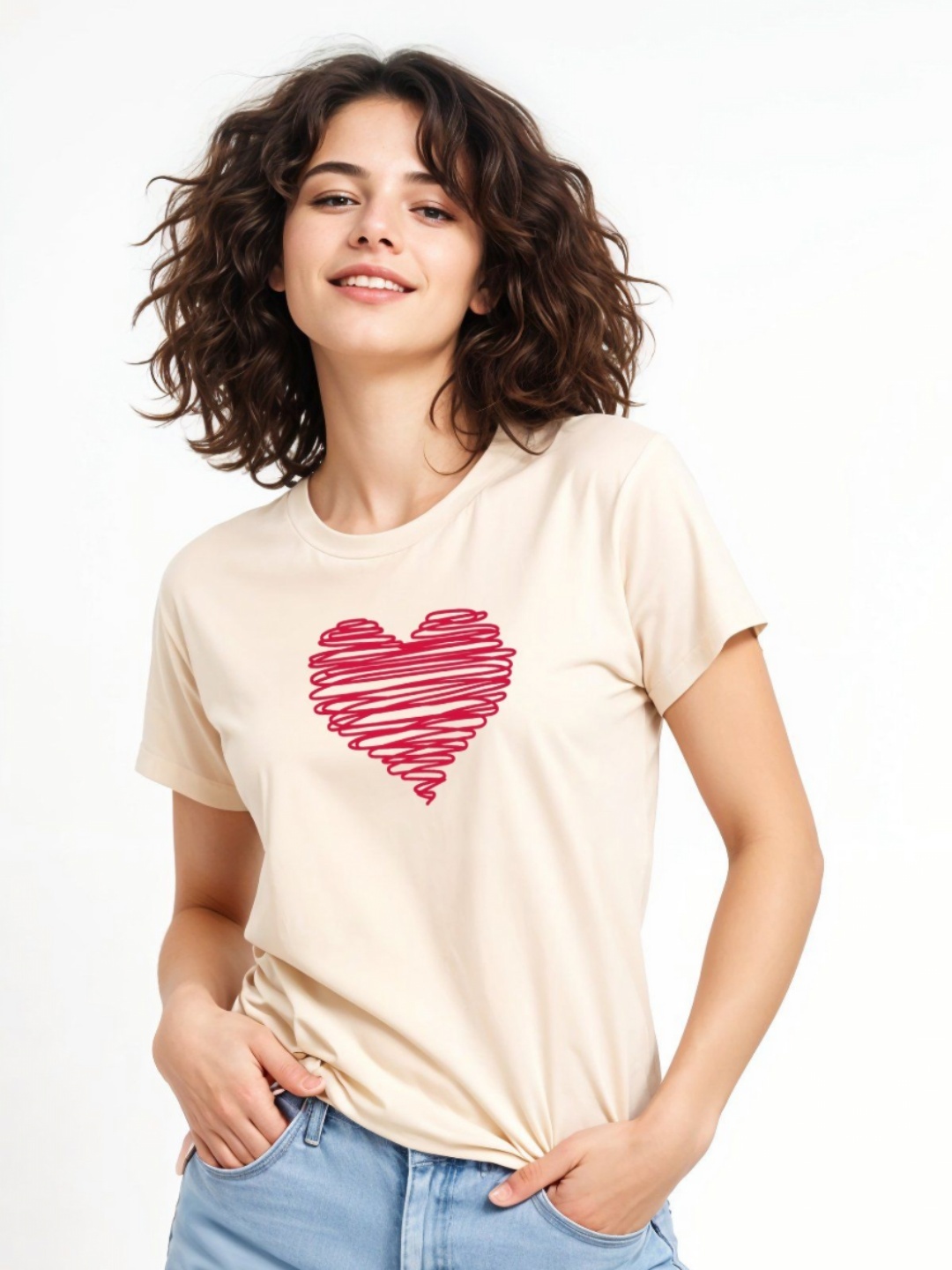 

DressBerry Women Printed T-shirt, Beige