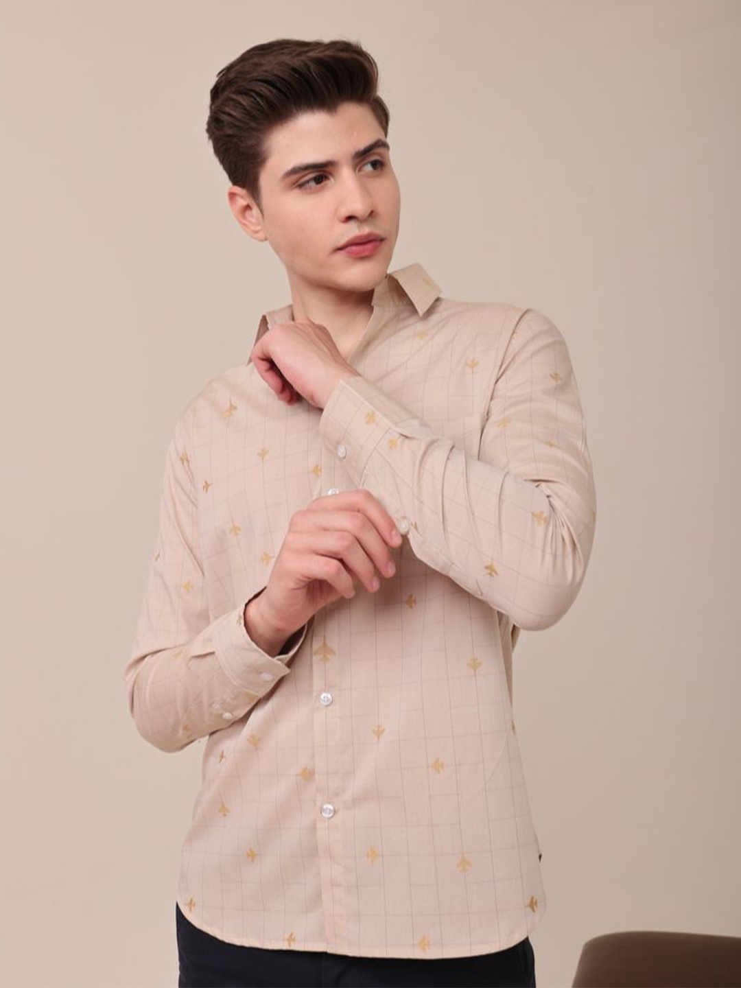 

Style Matters Men Standard Opaque Semiformal Shirt, Beige