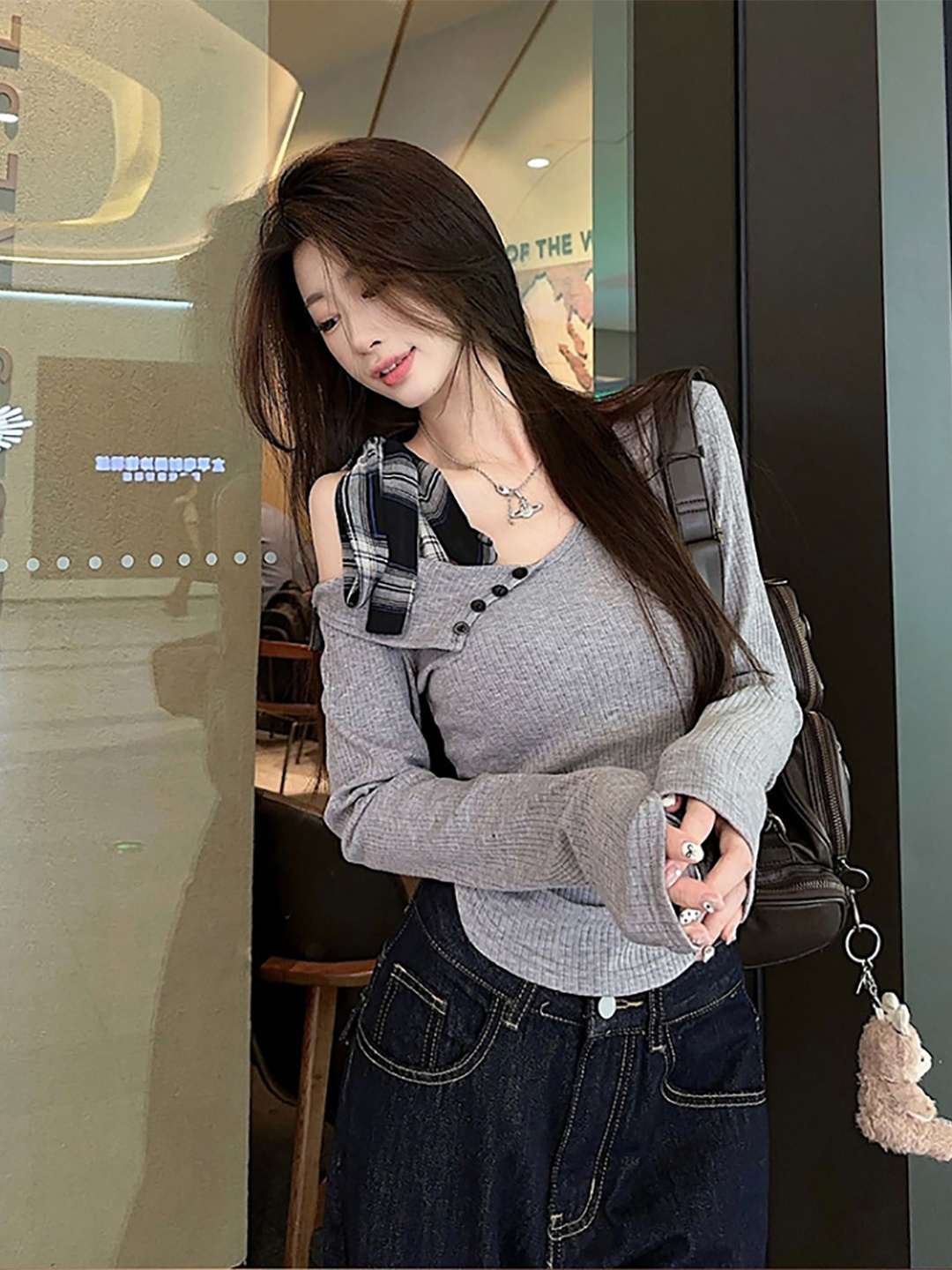 

StyleCast x Revolte Ribbed Long Sleeves Regular Top, Grey