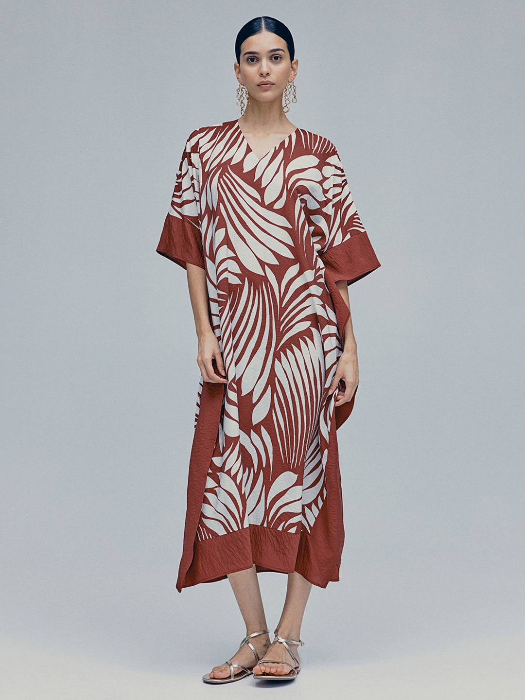 

H&M Satin Kaftan Dress, Brown