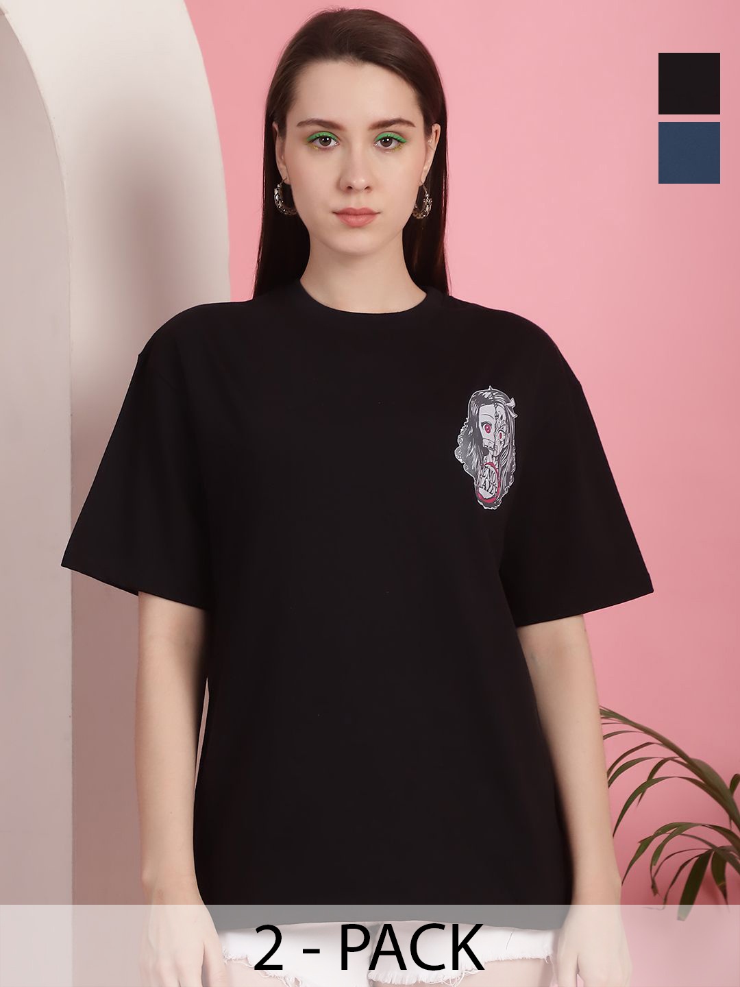 

Dreambe Women Printed Indigo T-shirt, Multi