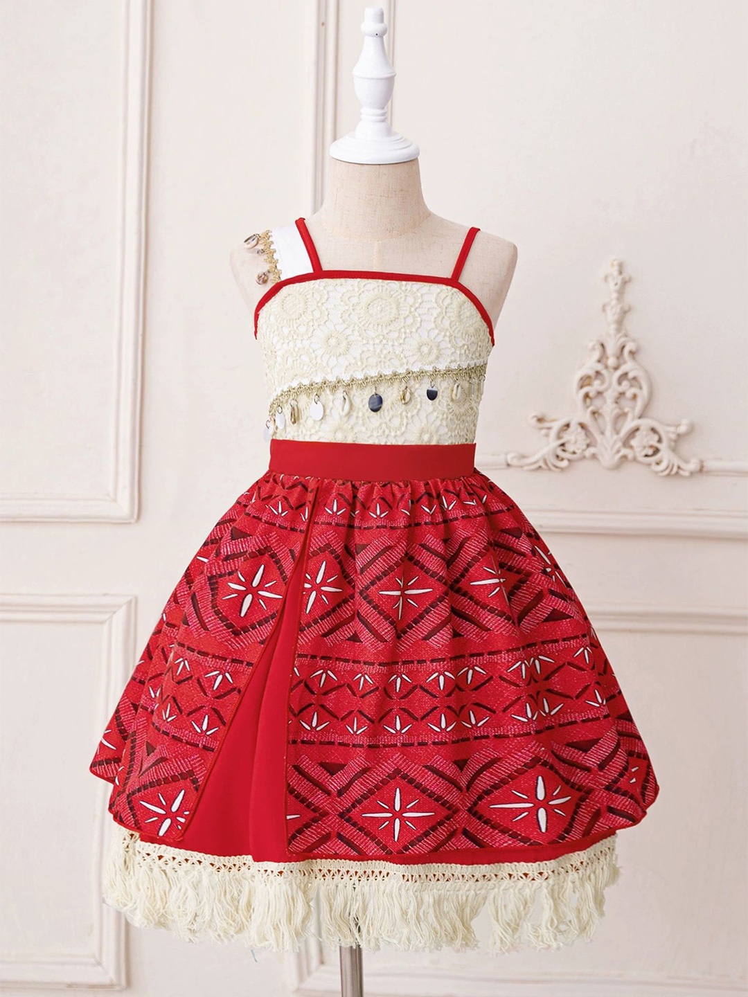 

LULU & SKY Print Fit & Flare Dress, Red