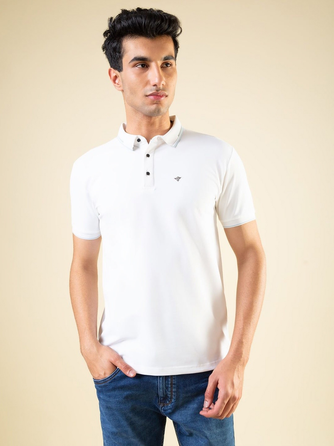 

Status Quo Men Polo Collar T-shirt, White