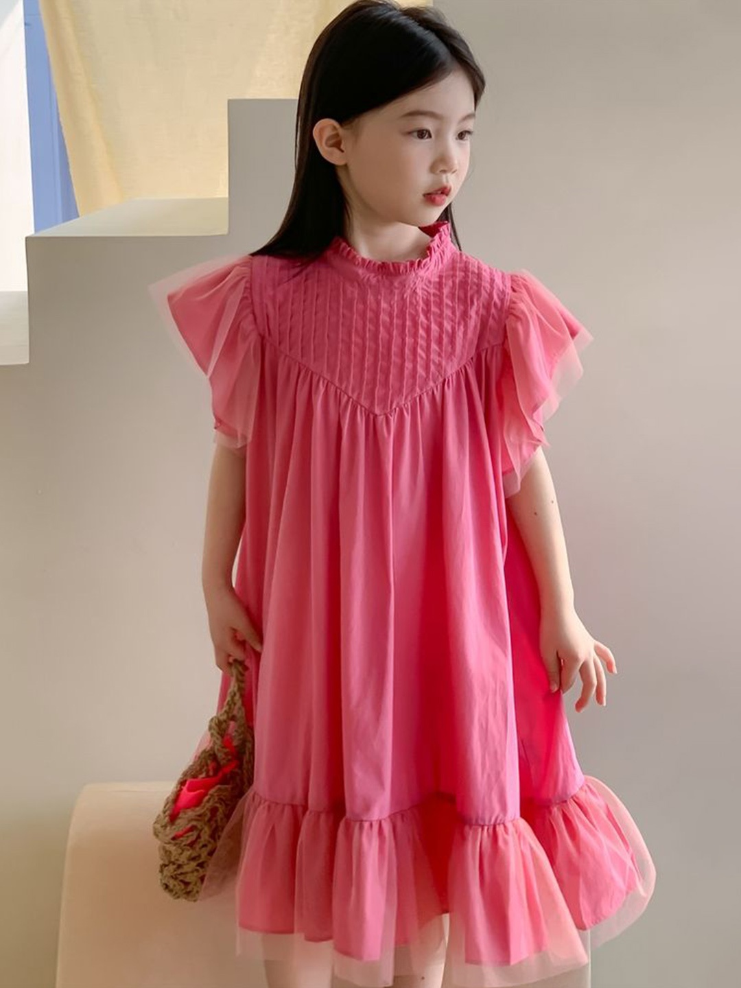

LULU & SKY Flutter Sleeve A-Line Dress, Pink