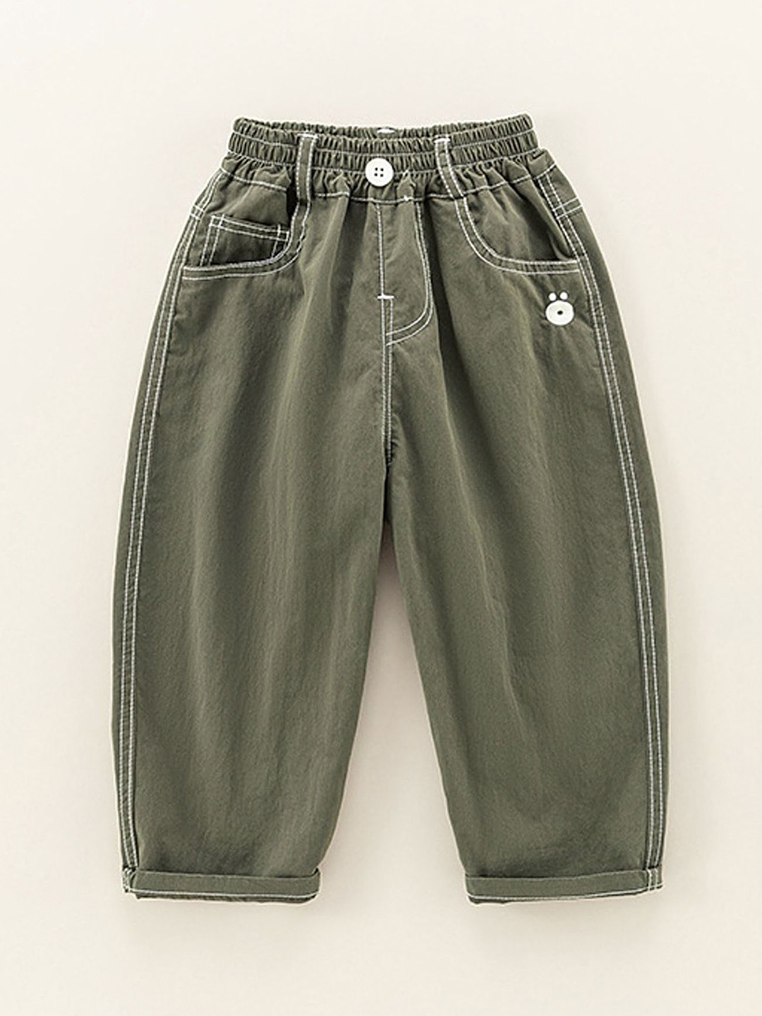 

LULU & SKY Unisex Kids High-Rise Low Distress Jeans, Green