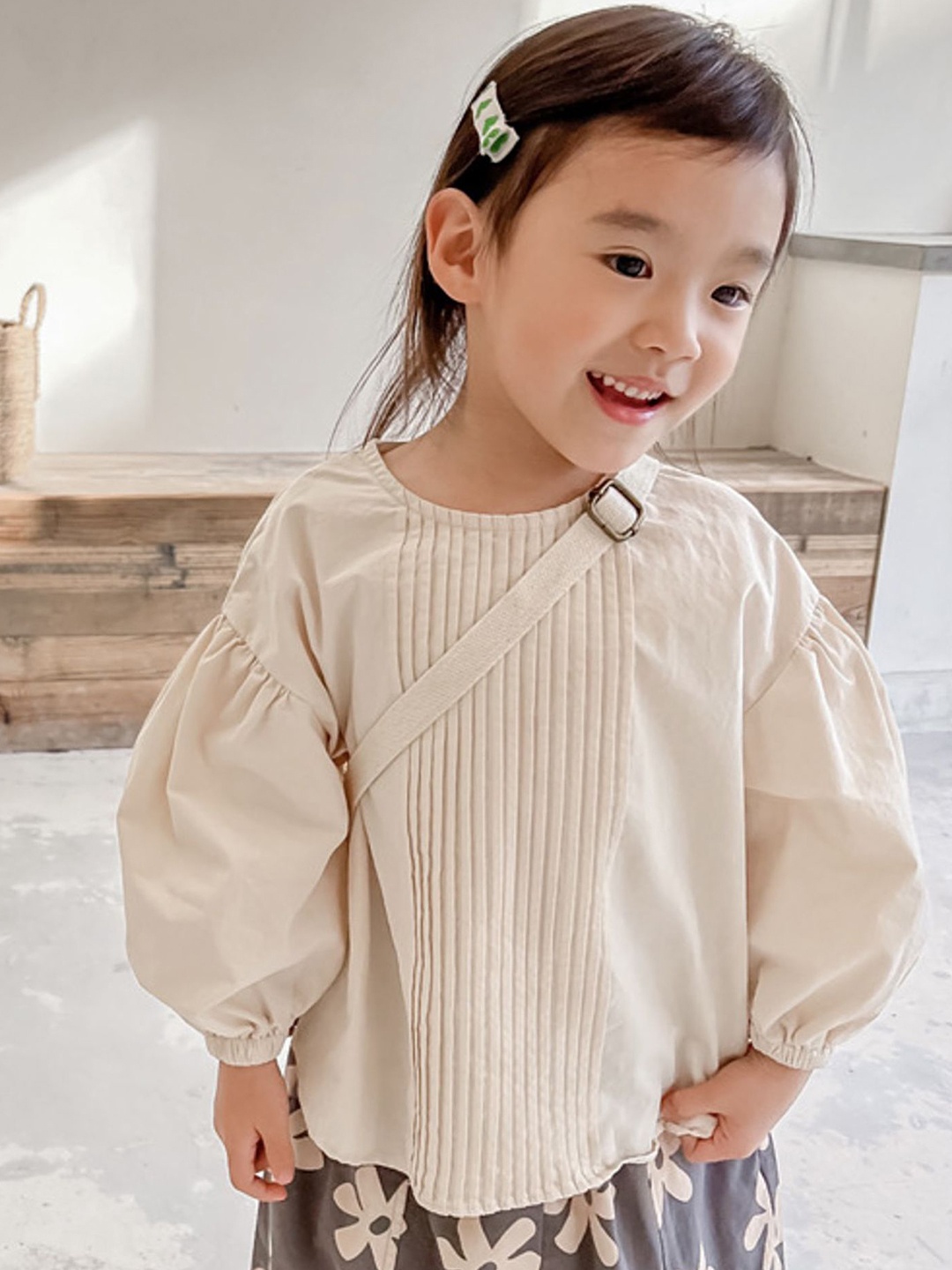 

LULU & SKY Striped Cotton Top, Beige