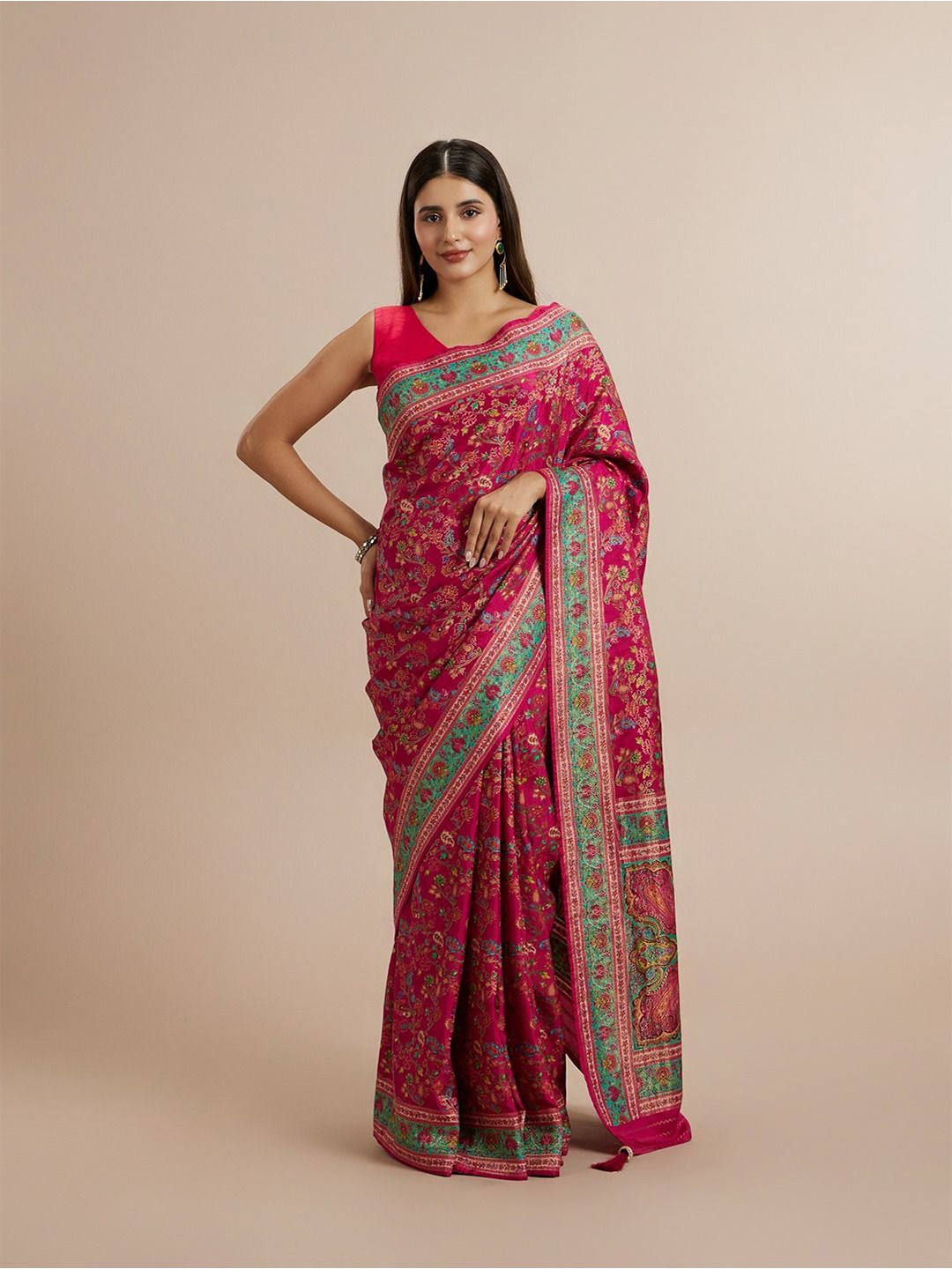 

Twamev Woven Design Art Silk Designer Saree, Pink