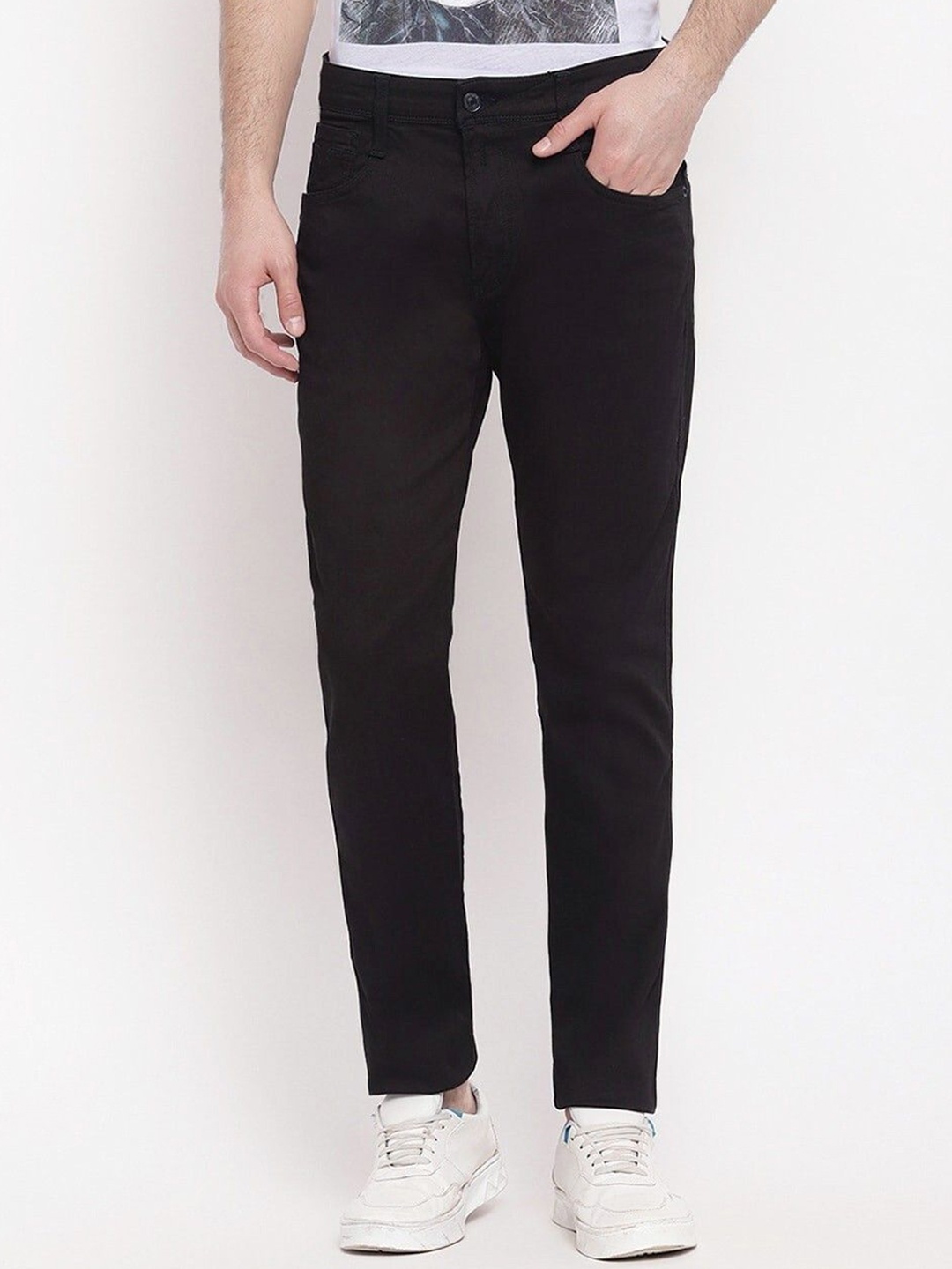

fineblu Men Slim Fit Highly Distressed Stretchable Jeans, Black