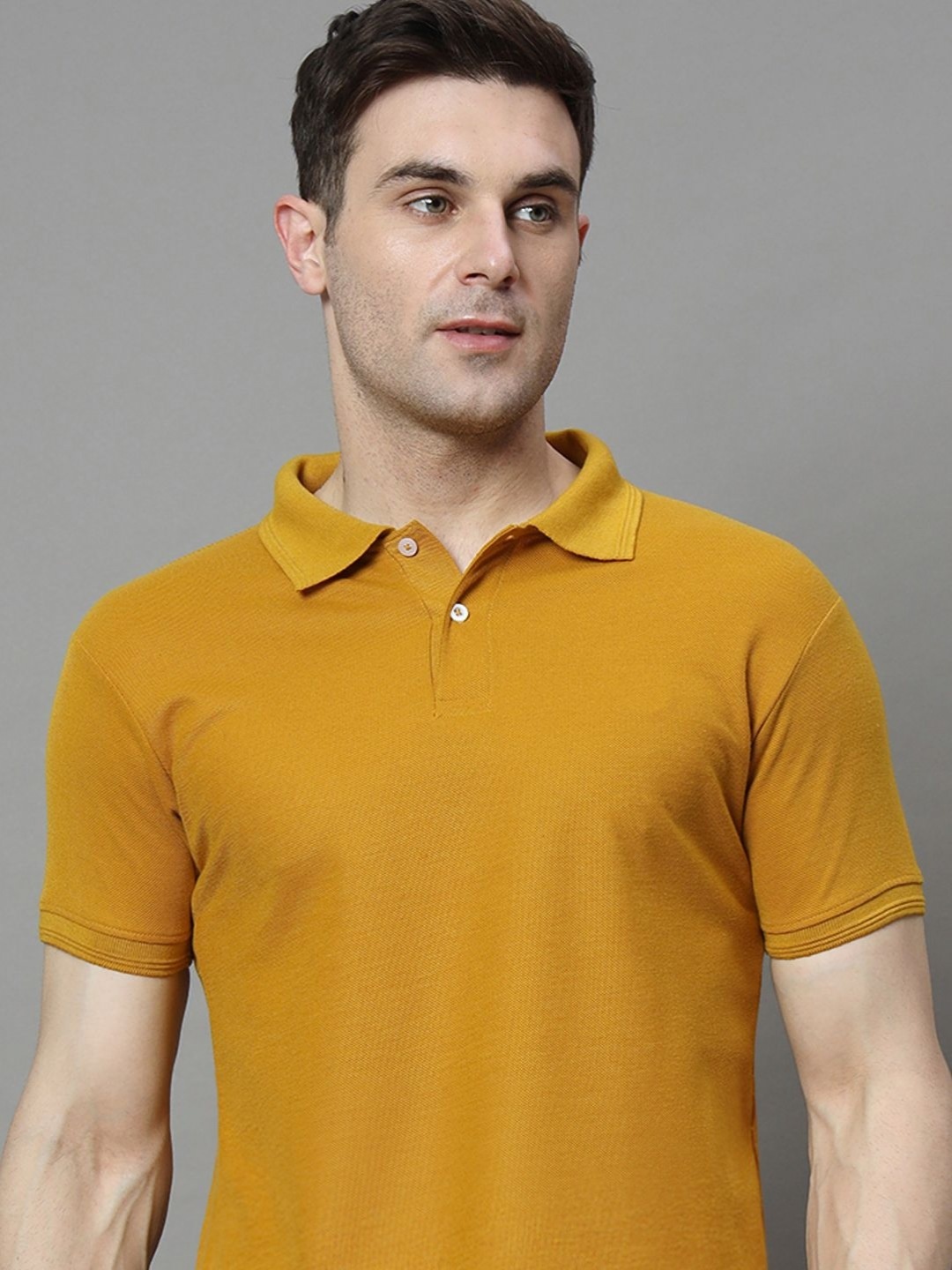 

SZN Men Polo Collar T-shirt, Mustard