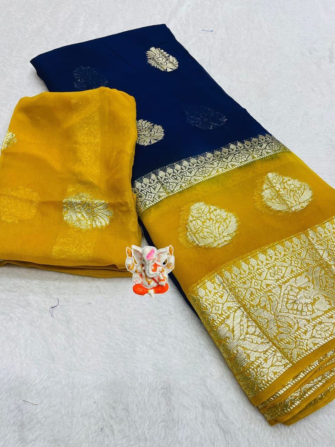 

PAYAL CREATION Woven Design Zari Pure Georgette Saree, Yellow