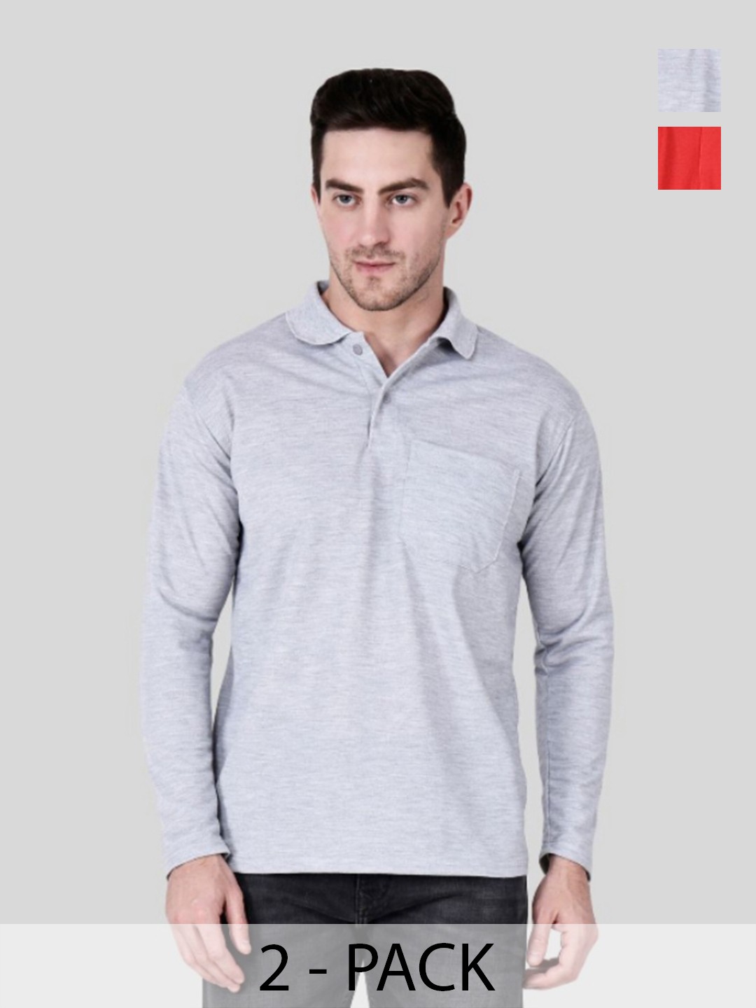 

SAIKSA FASHION Men 2 Polo Collar Applique T-shirt, Multi