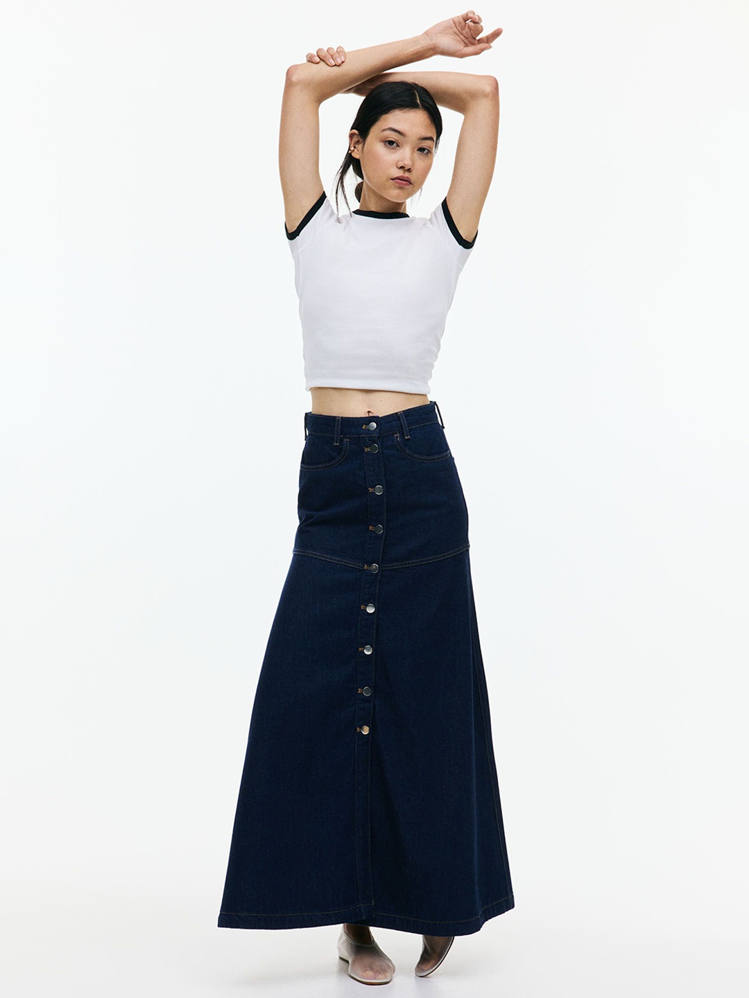

H&M A-Line Denim Skirt, Blue