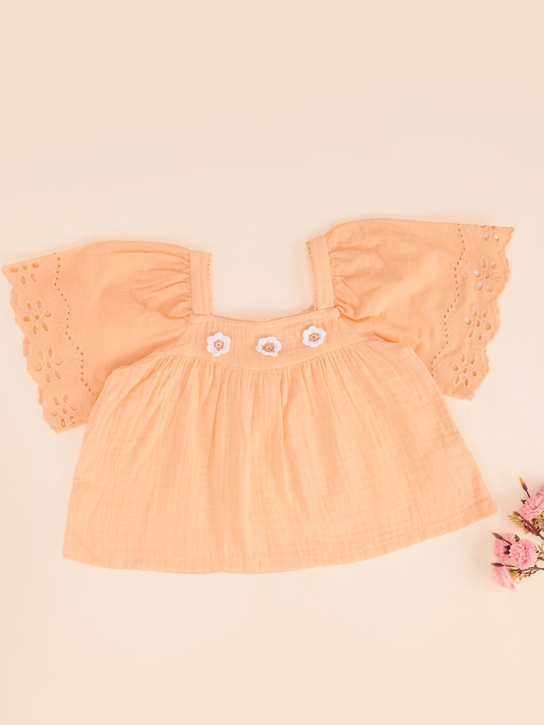 

Pantaloons Junior Flutter Sleeve Cotton Top, Beige