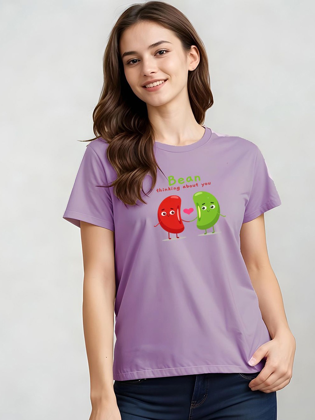 

DressBerry Women Typography Printed Applique T-shirt, Lavender