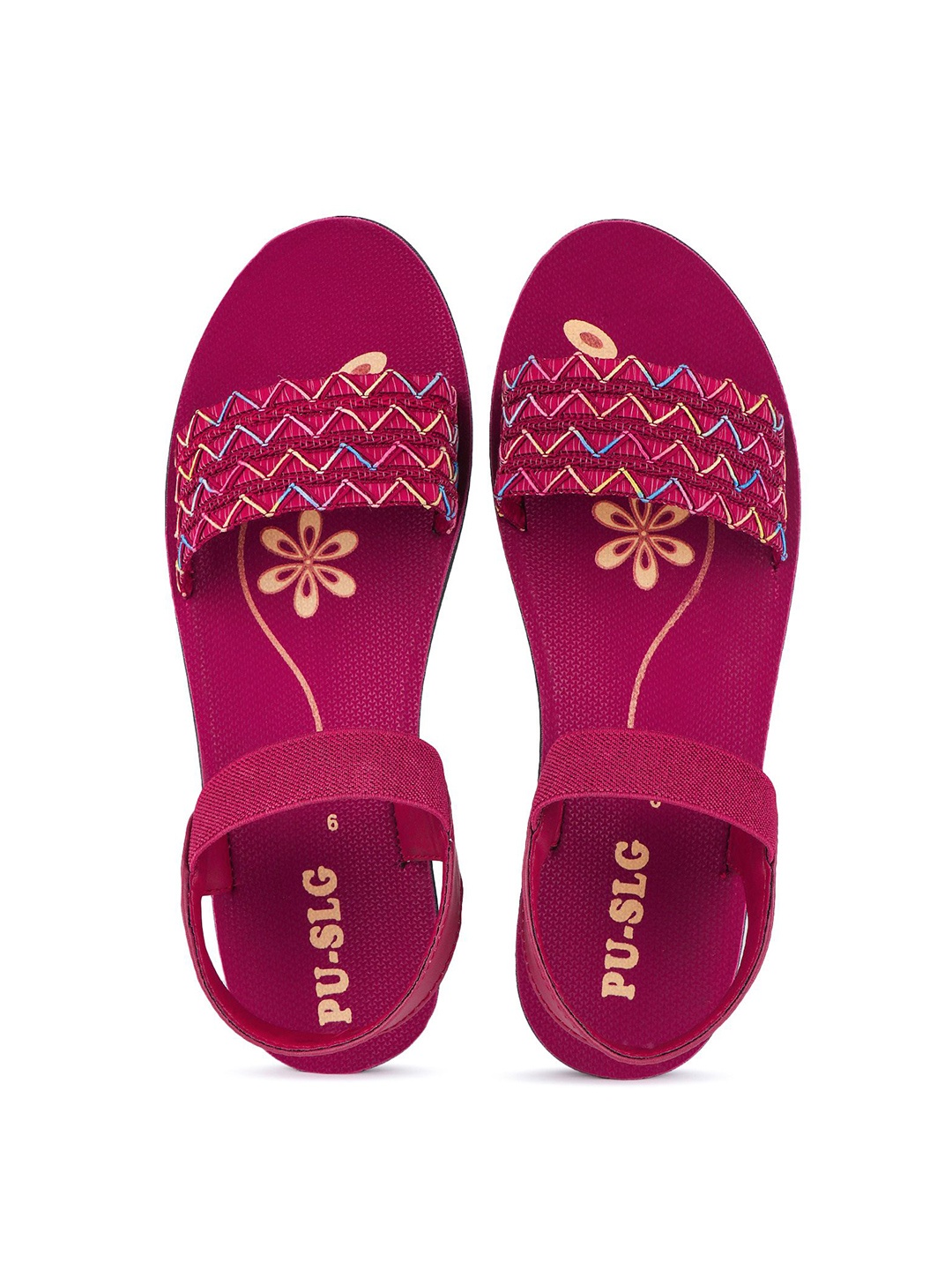

PENNEN Printed Slip-On Sandals With Detail, Red