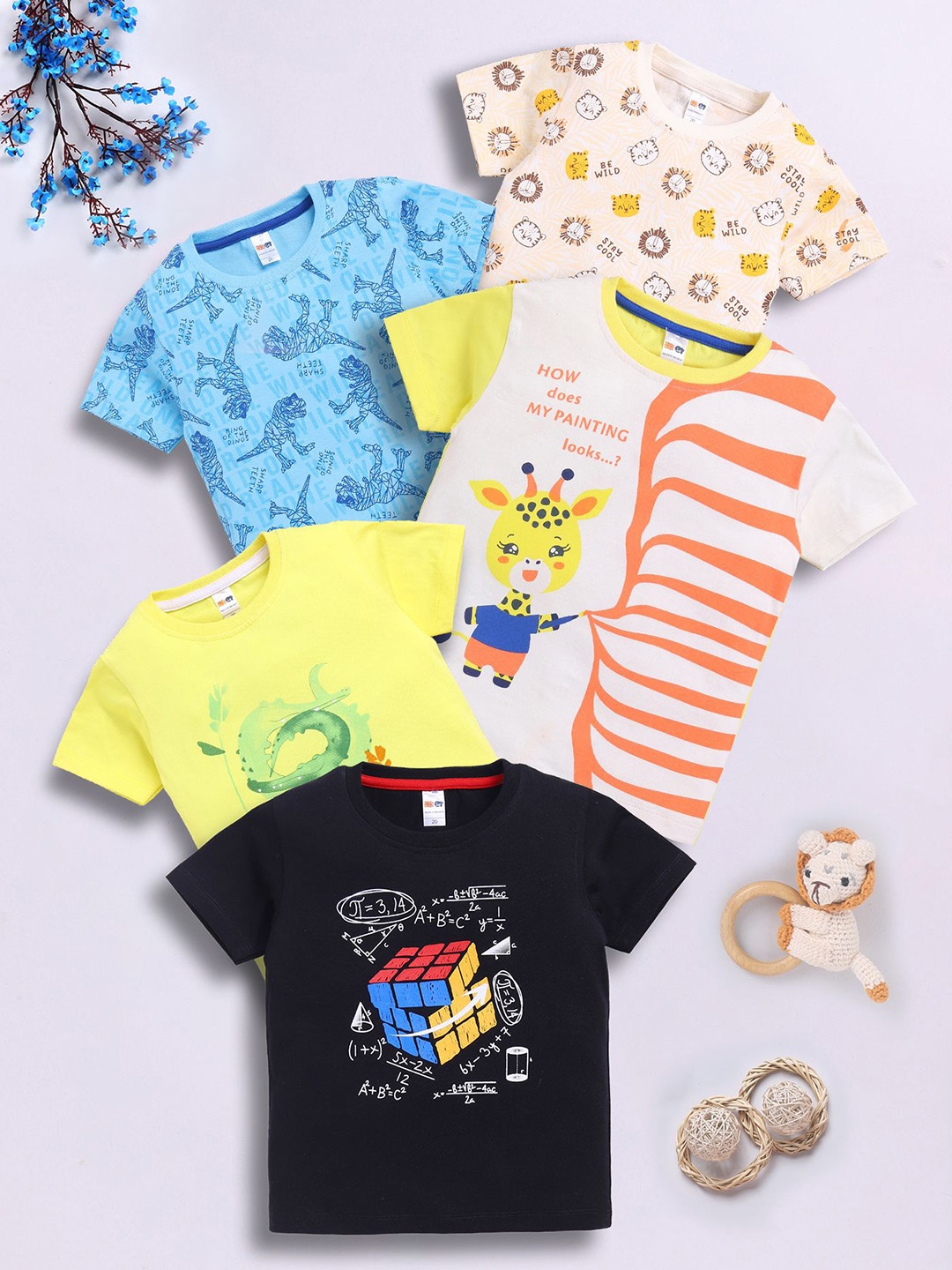 

LITTLE NINJA Boys 5 Printed Applique T-shirt, Multi