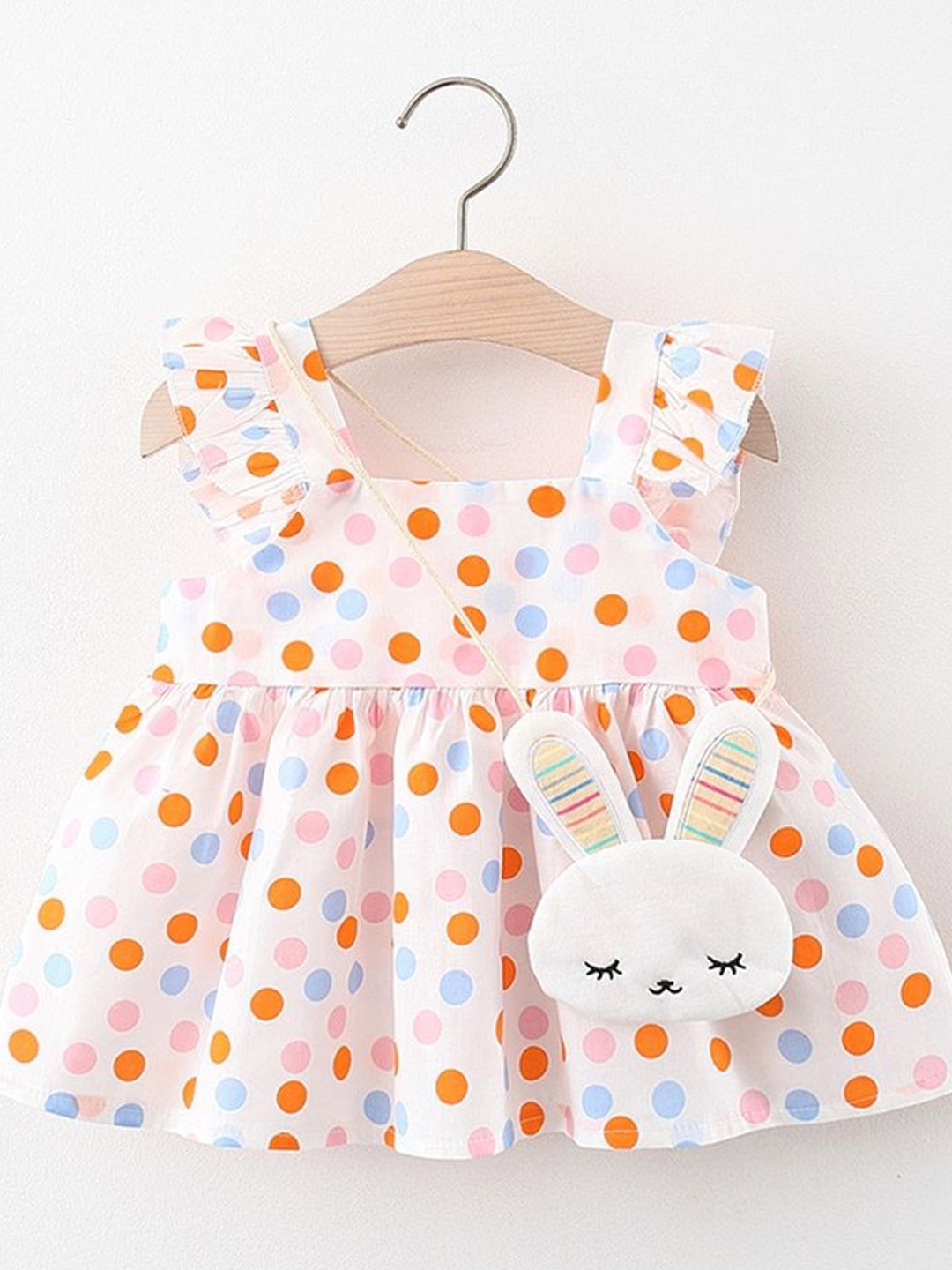 

LULU & SKY Polka Dot Print Flutter Sleeve Fit & Flare Dress, Multi